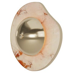 Handmade Nenu Wall Lamp in Aegean Rose Marble & Polished Brass by Nolita Harbour