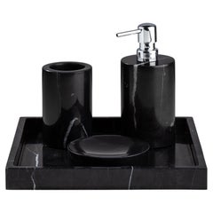 Handmade Nero Marquina Marble Bathroom Set with Square Tray