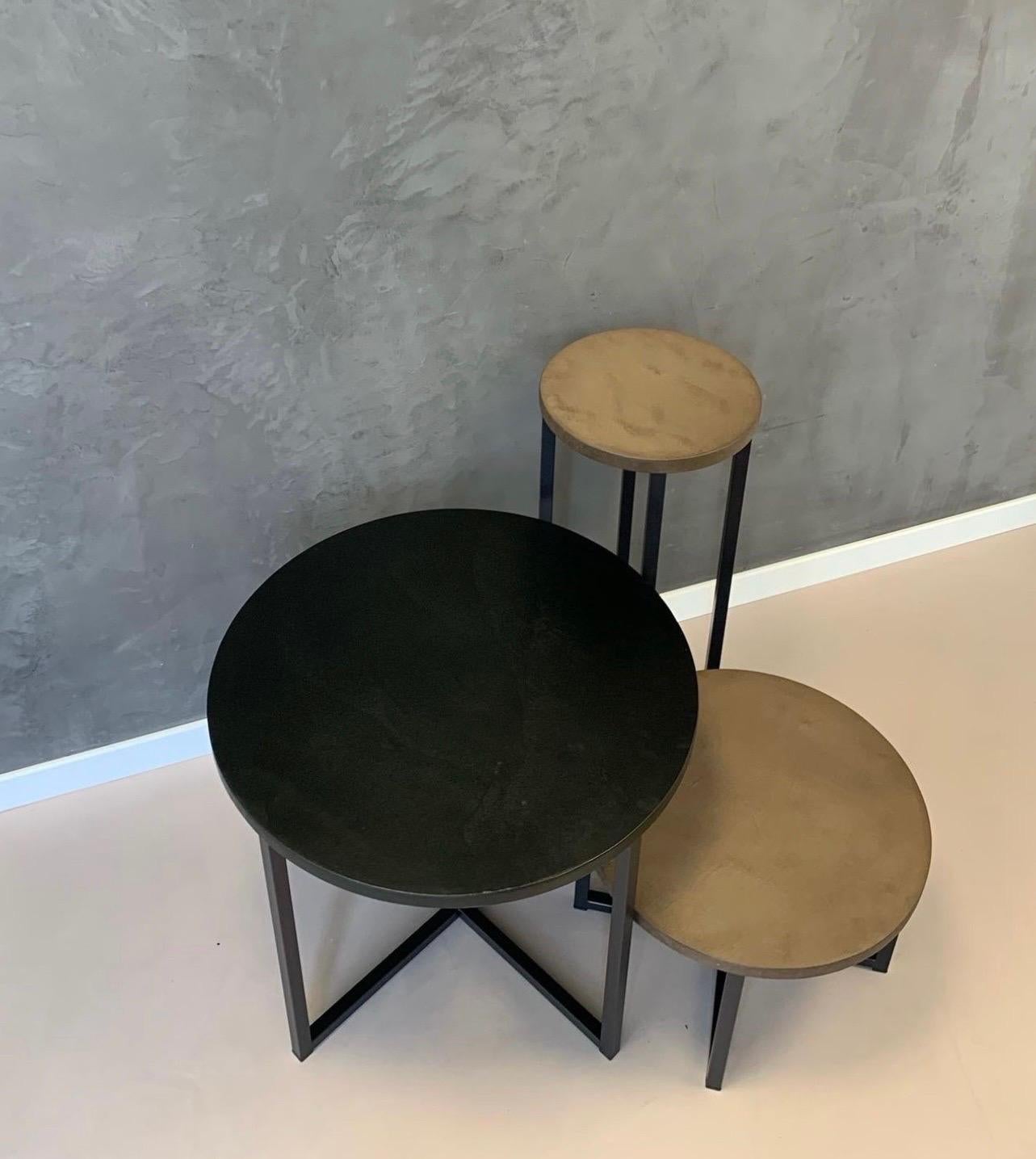 Modern Handmade Nesting Tables, Set Side Coffee Tables Handcrafted by French Designer For Sale