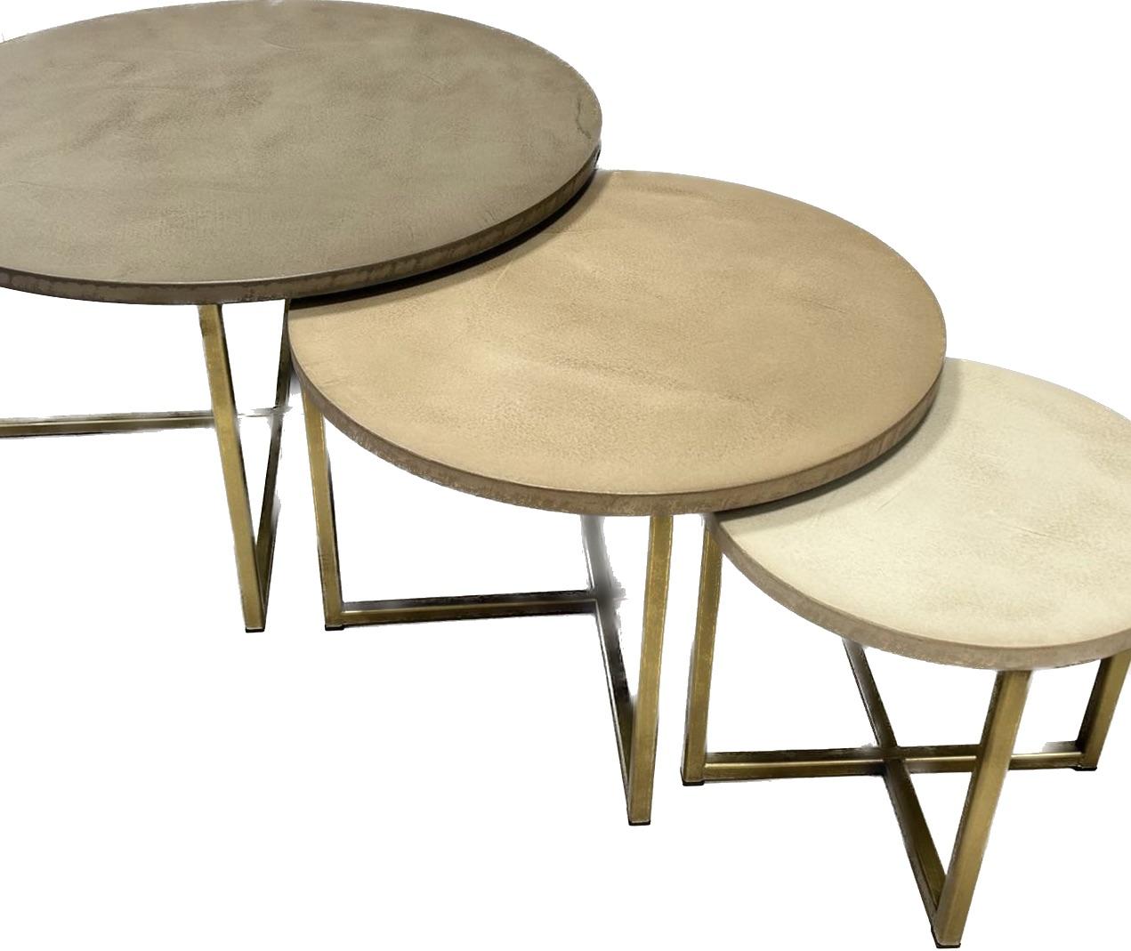 Modern Handmade Nesting Tables, Set Side Coffee Tables Handcrafted by French Designer For Sale