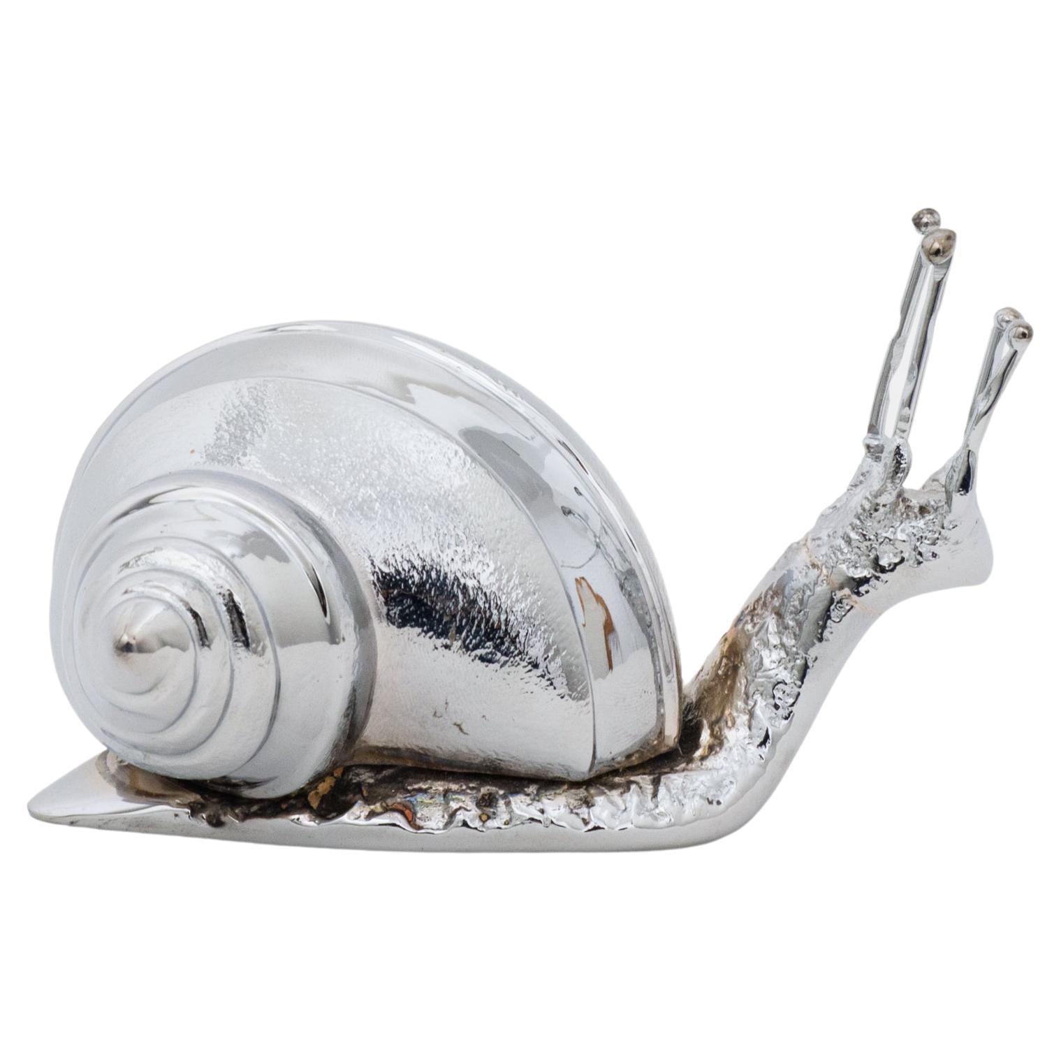 Handmade Nickel Plated Decorative Snail, Paperweight For Sale