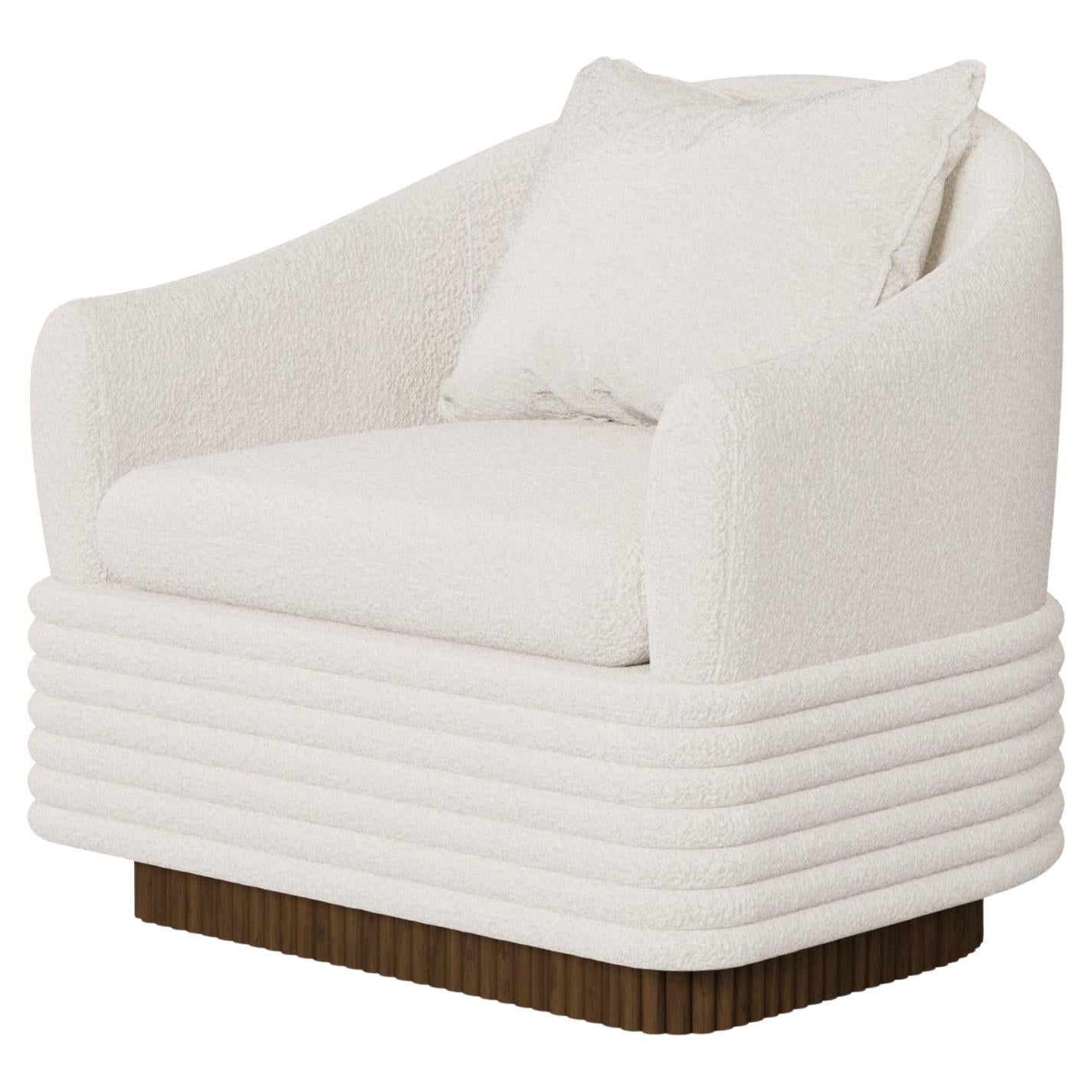 Handmade Nina Armchair in Bouclé with Ribbed  Base by Nolita Harbour