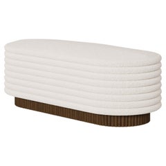 Handmade Nina Bench in Bouclé Upholstery & Fluted Timber Base by Nolita Harbour