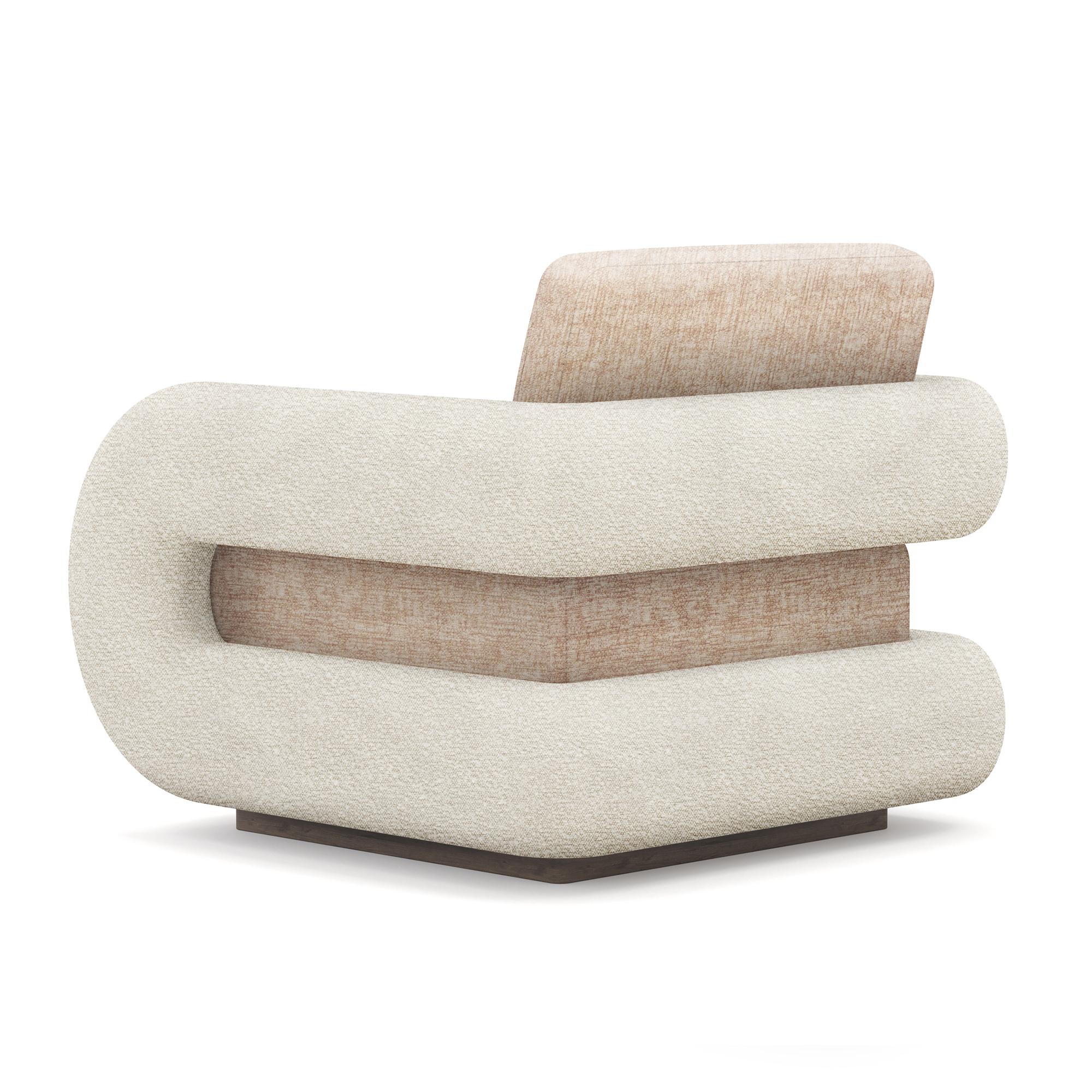 La poltrona Noor è una miscela perfetta di curve organiche e materiali di lusso, progettata per portare raffinatezza e comfort in qualsiasi spazio abitativo. Avvolta in una sontuosa combinazione di bouclé e velluto, questa poltrona offre una ricca