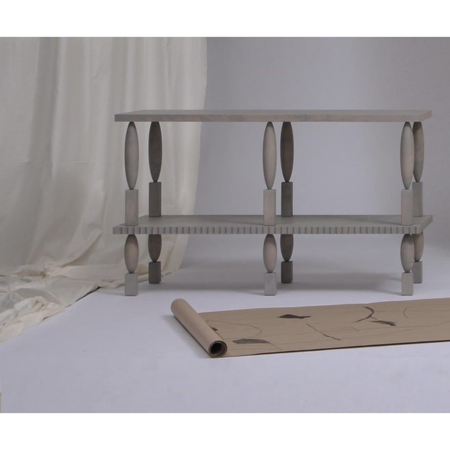 Handmade Nouveau wood shelf by Jirí Krejcirík
Dimensions: 130 x 50 x 77 cm
Material: Birch wood
Also available in other materials and dimensions.

The furniture is inspired by Czech Art Nouveau aesthetics and interdisciplinary artists of that