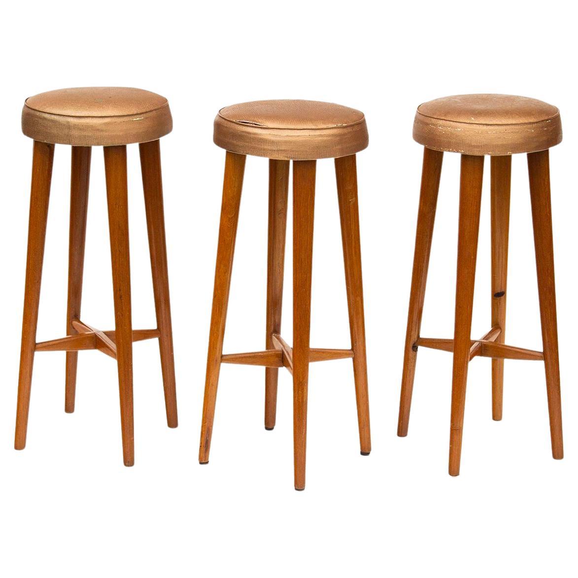 Handmade Oak Barstools with 31" H, S/3 For Sale