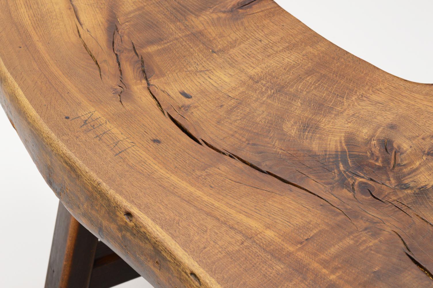 Handmade Oak Brutalist Table by Mobichalet, Belgium 60s 3