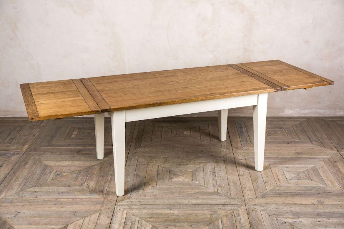 Wood Handmade Oak Extending Farmhouse Table, 20th Century For Sale