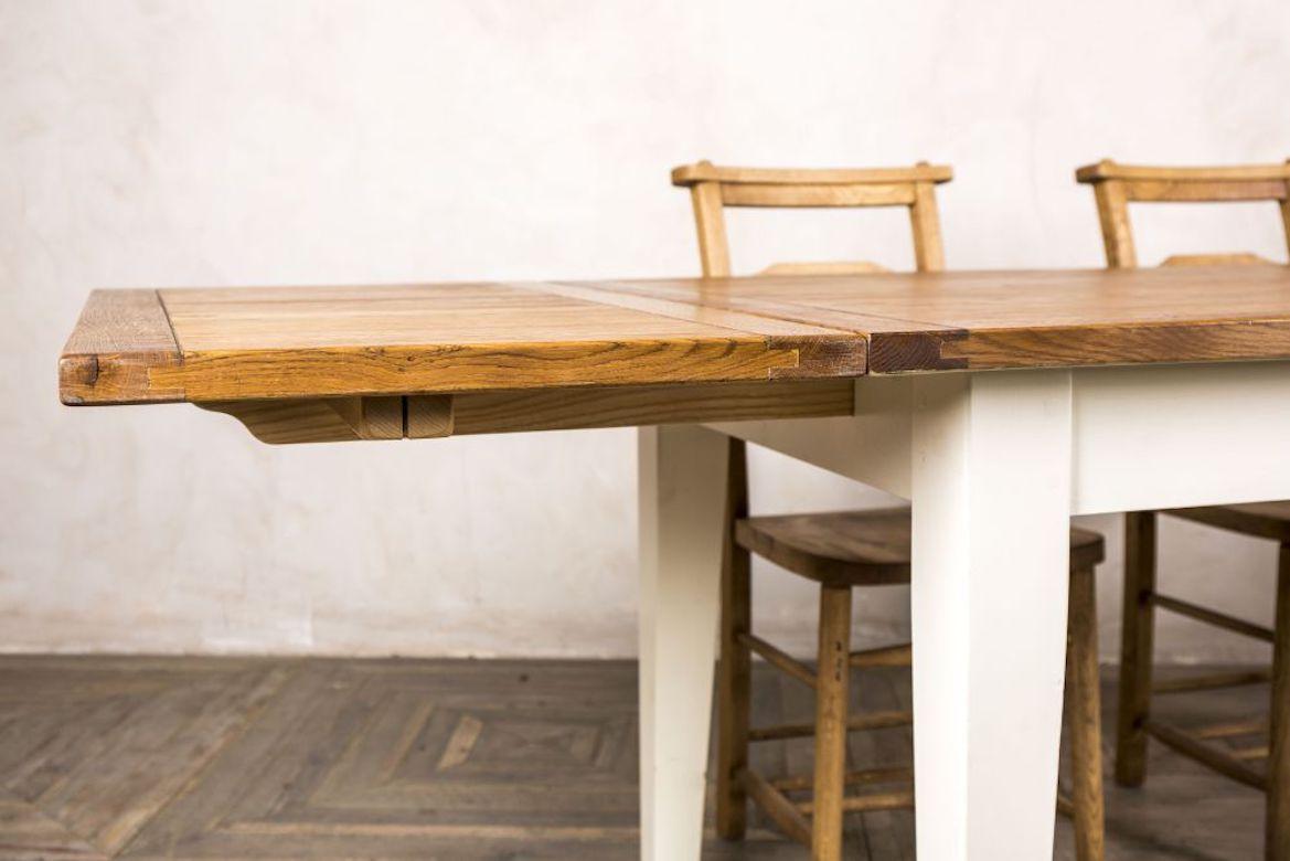 Handmade Oak Extending Farmhouse Table, 20th Century For Sale 2