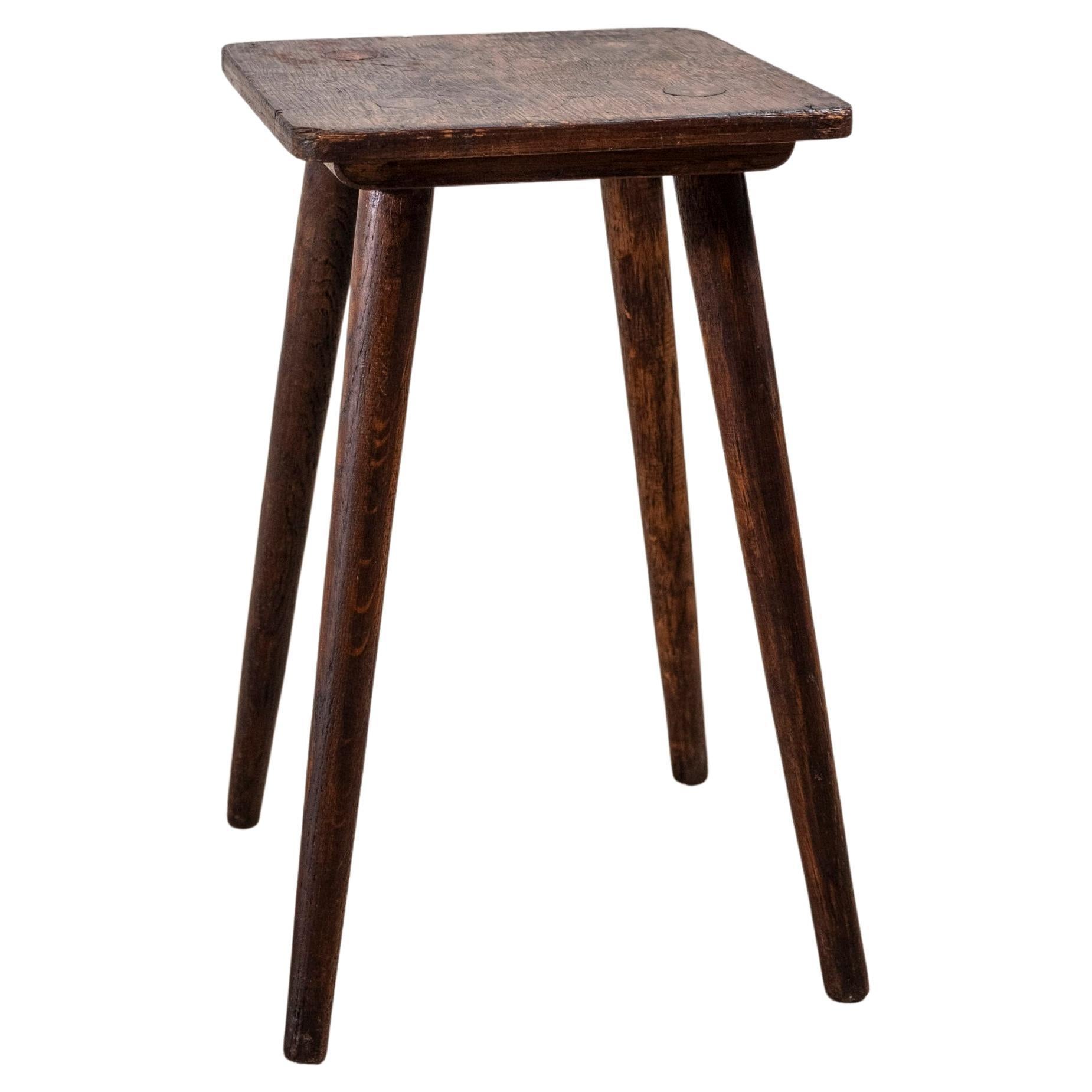 Handmade Oak Stool, 1950s Belgium