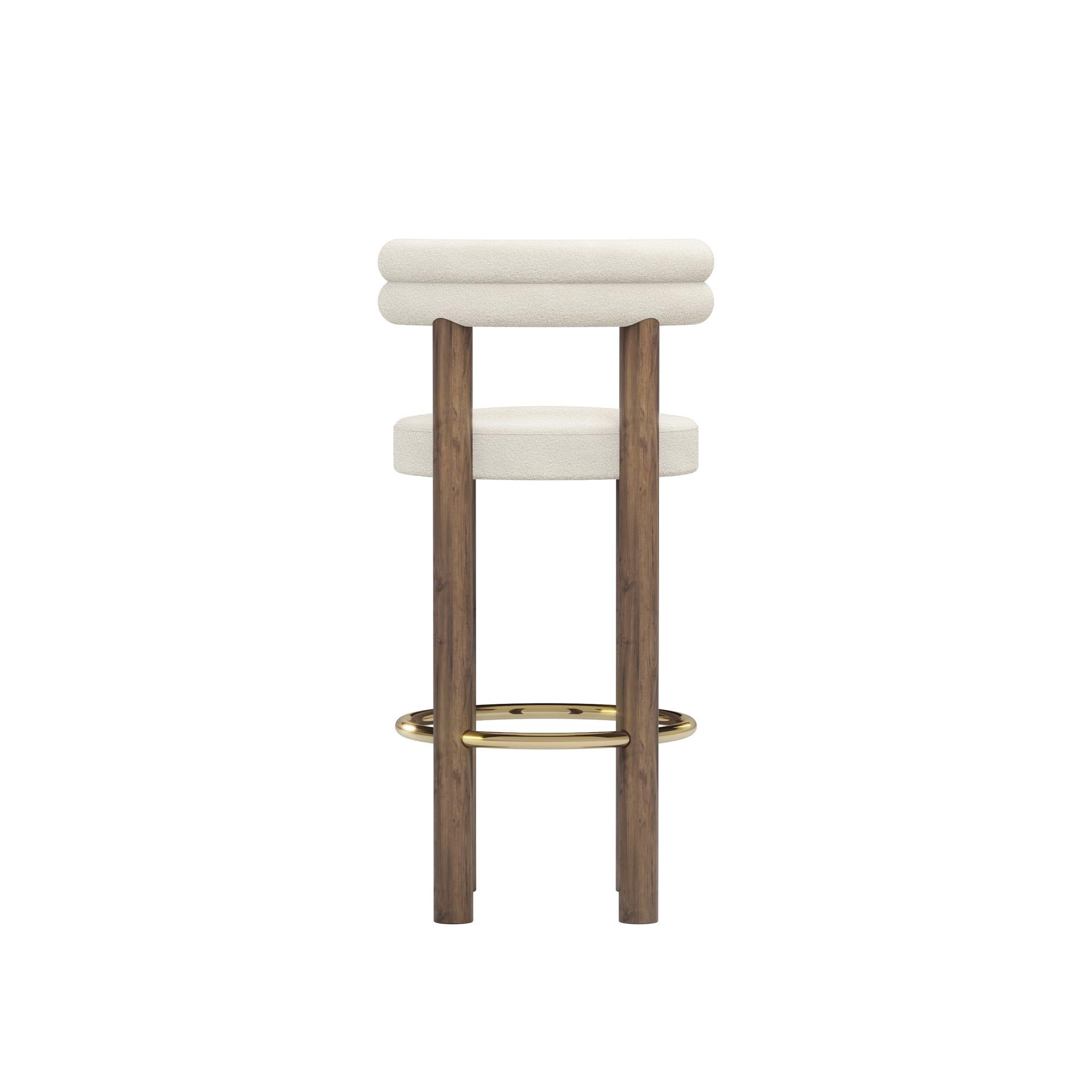 Modern Handmade Odette Bar Chair in Walnut & Polished Brass by Nolita Harbour For Sale