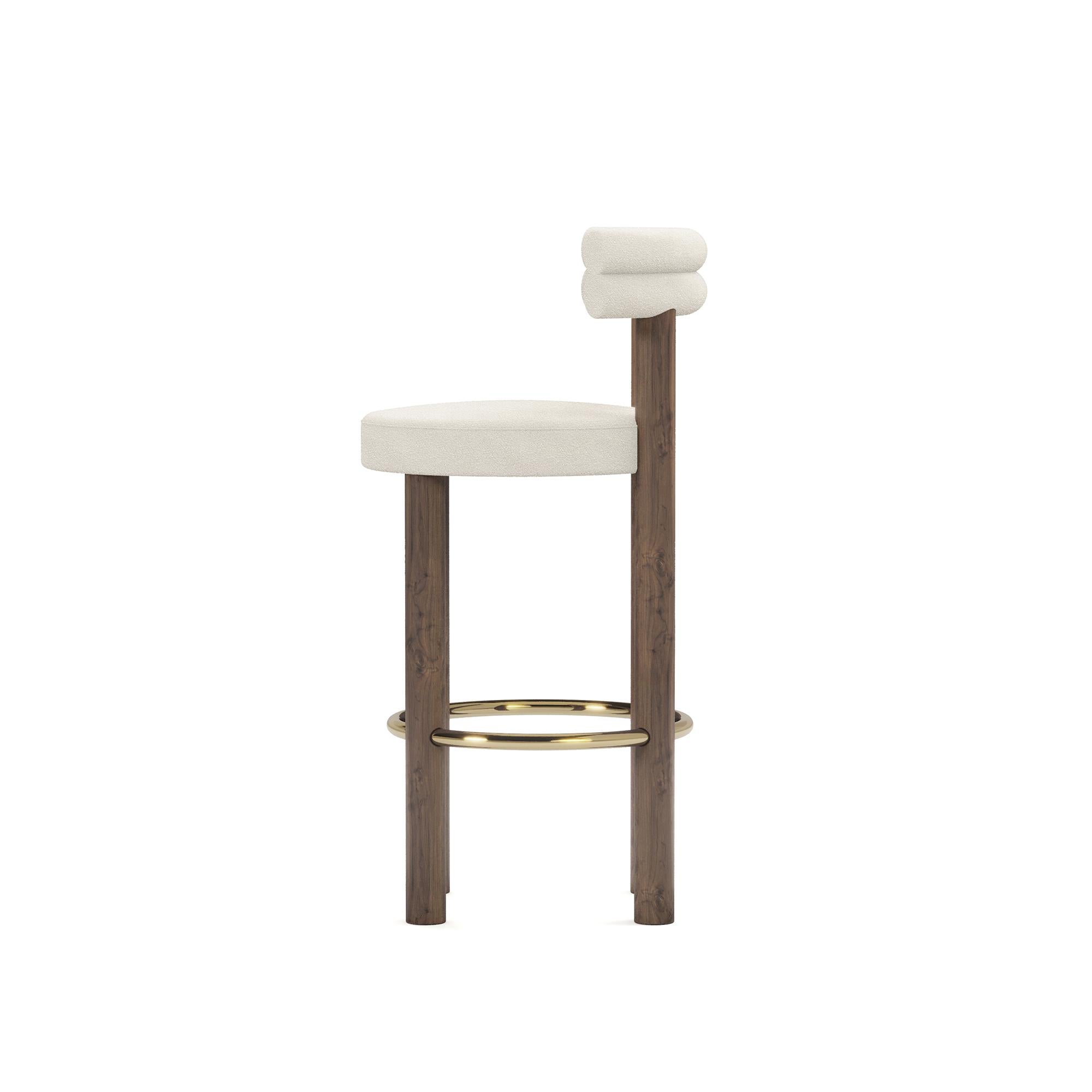 Handmade Odette Bar Chair in Walnut & Polished Brass by Nolita Harbour In New Condition For Sale In Carvalhosa, PT