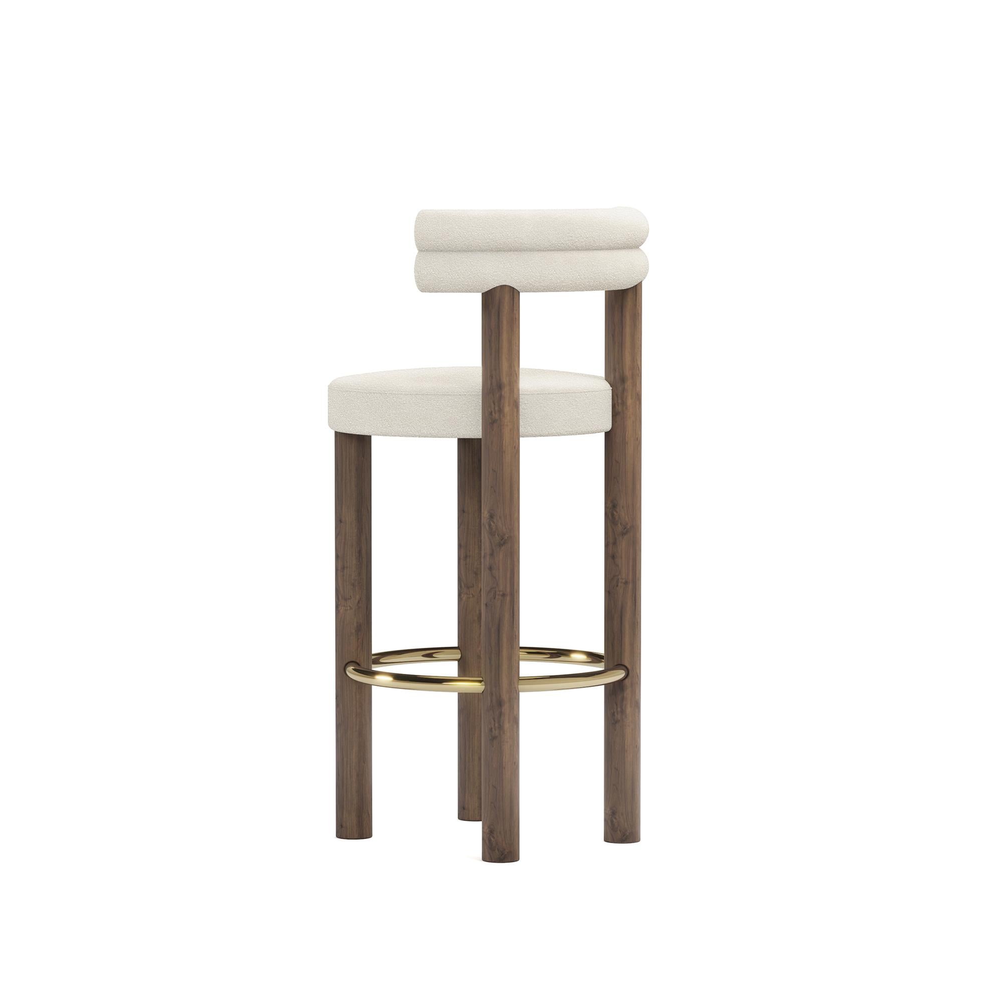 Contemporary Handmade Odette Bar Chair in Walnut & Polished Brass by Nolita Harbour For Sale