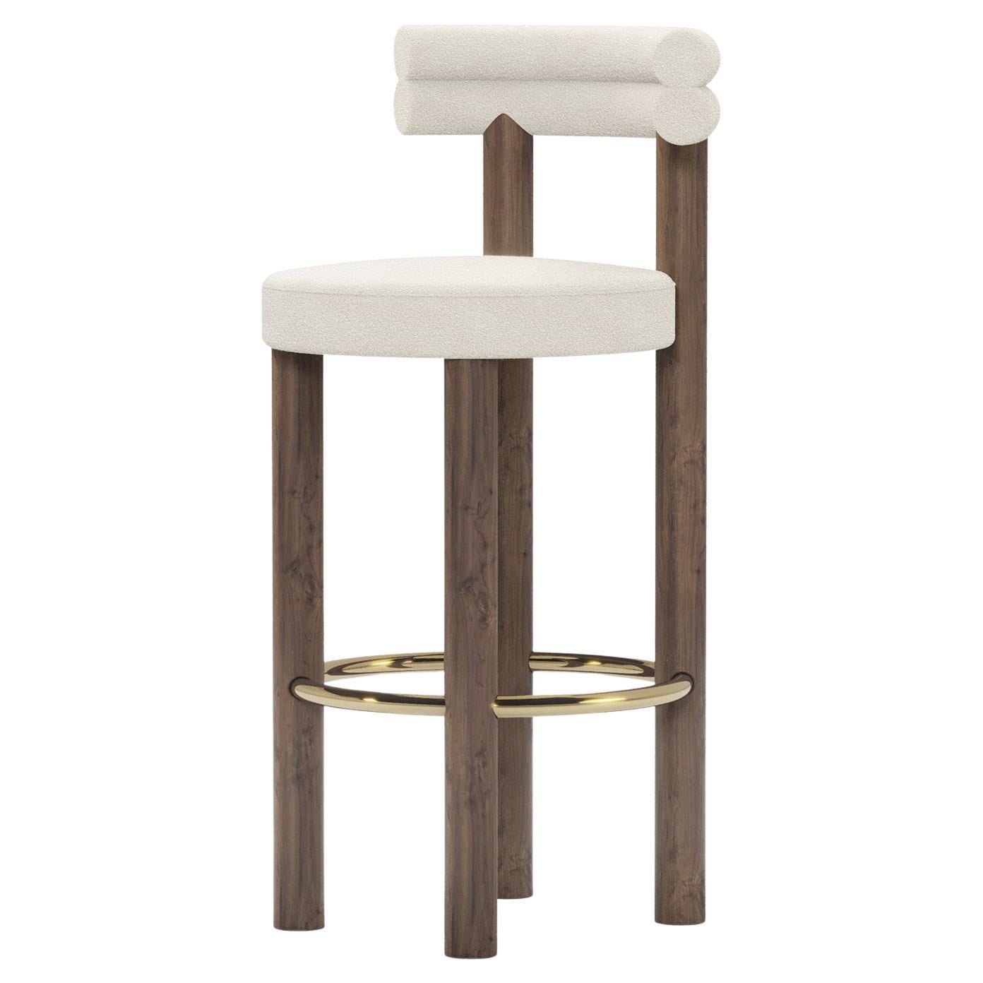 Handmade Odette Bar Chair in Walnut & Polished Brass by Nolita Harbour