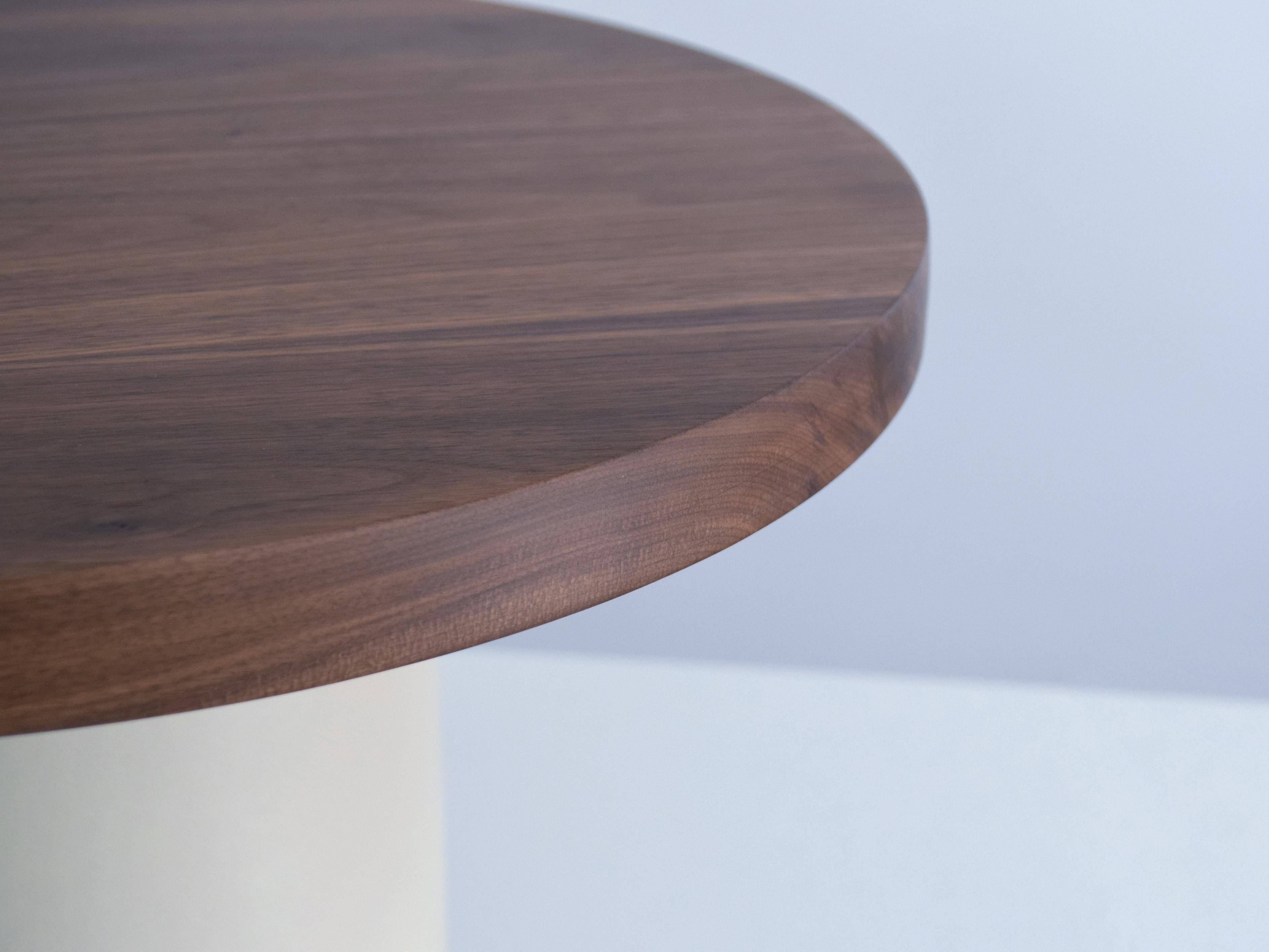 Glazed Handmade Off-White Ceramic Coffee Table Walnut Tabletop For Sale