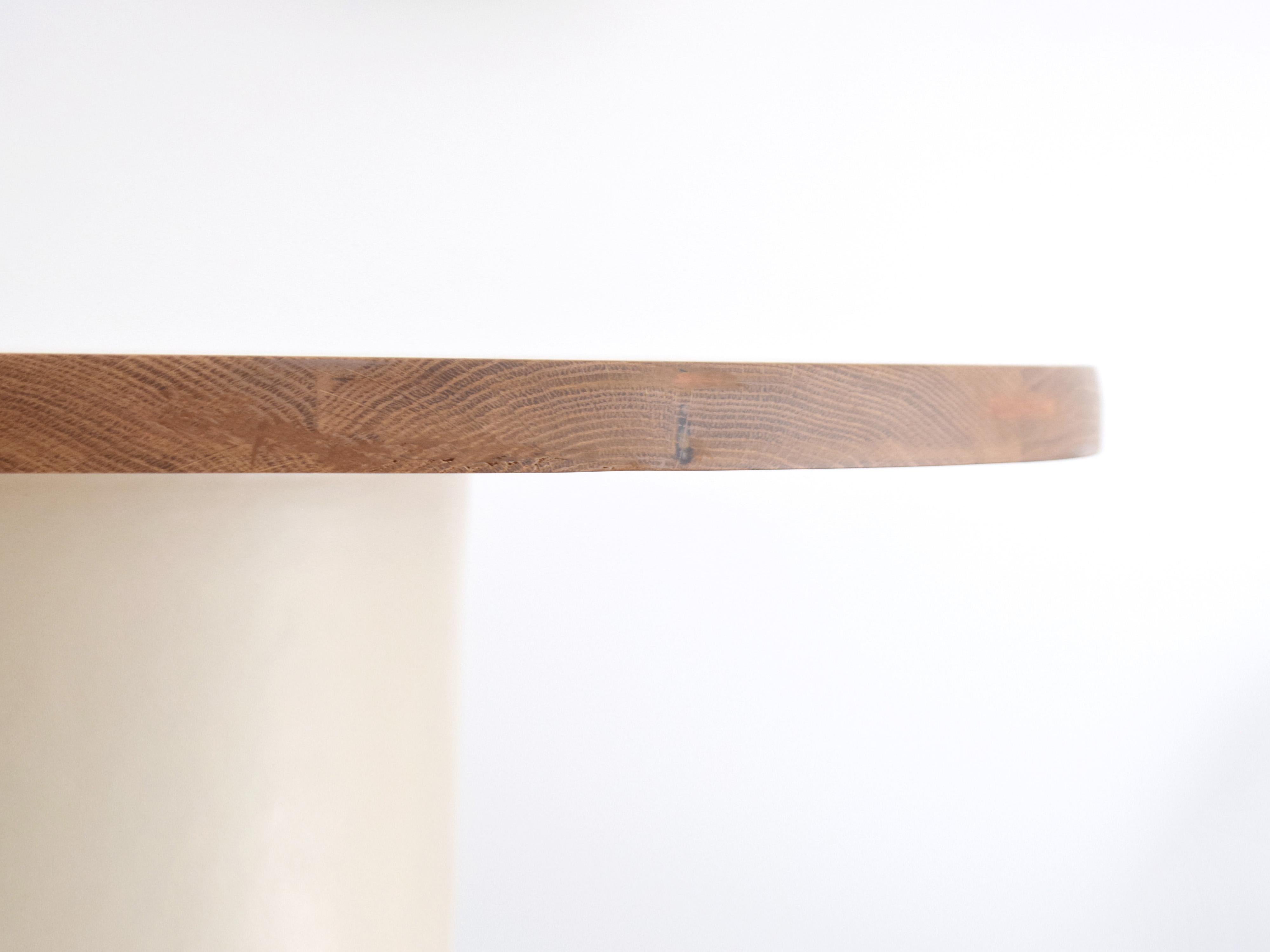 Portuguese Handmade Off-White Ceramic Coffee Table with Oak Top For Sale