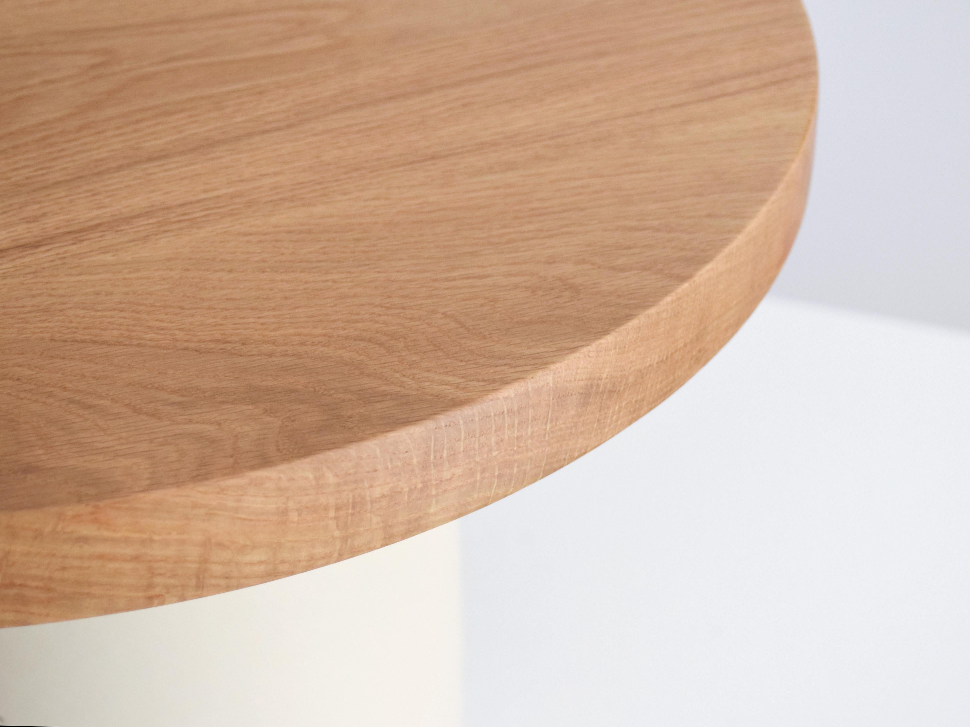 Glazed Handmade Off-White Ceramic Coffee Table with Oak Top For Sale