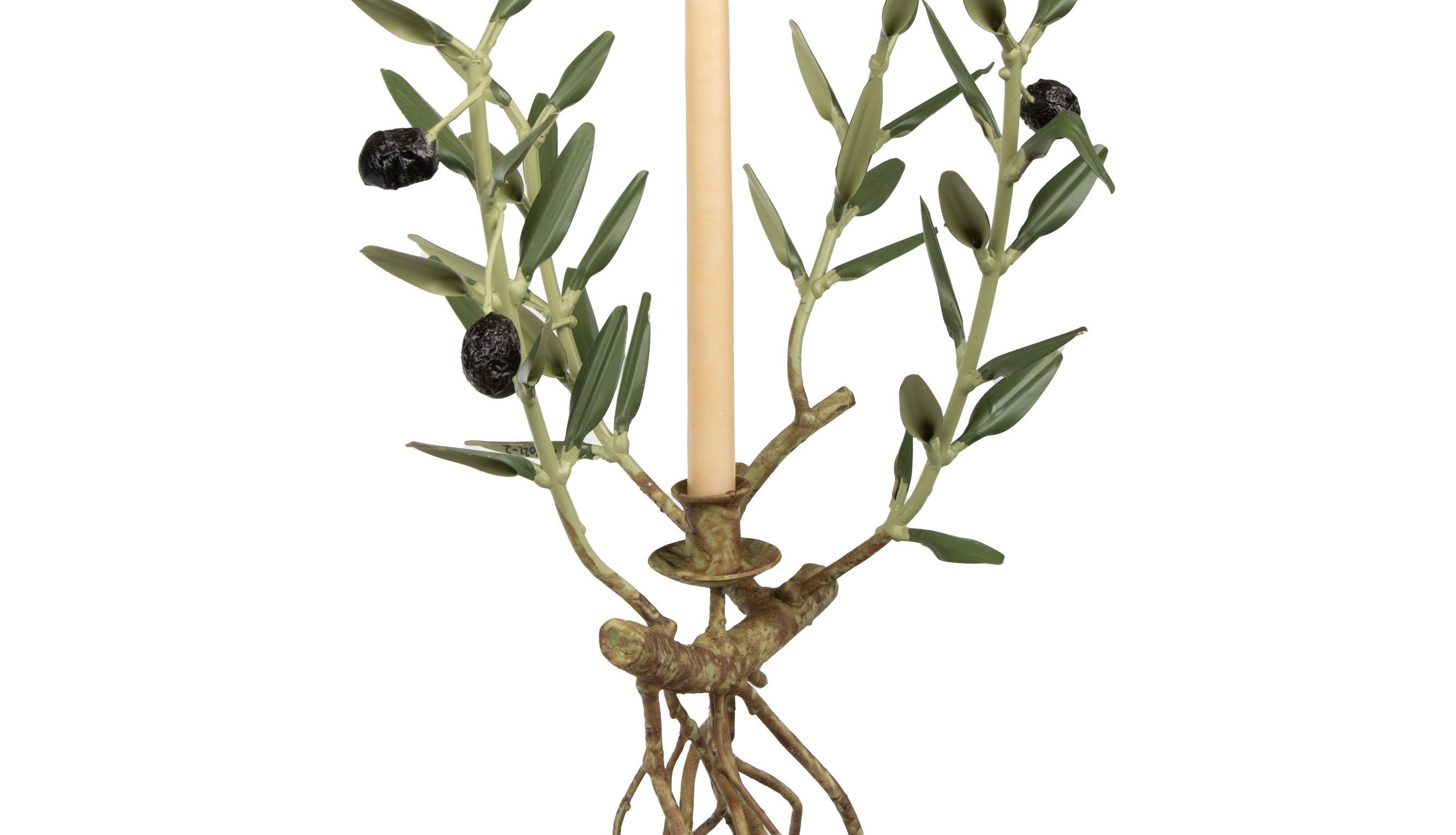 Provincial français Bougeoir de Provence fait main en branches d'olivier avec Roots en vente