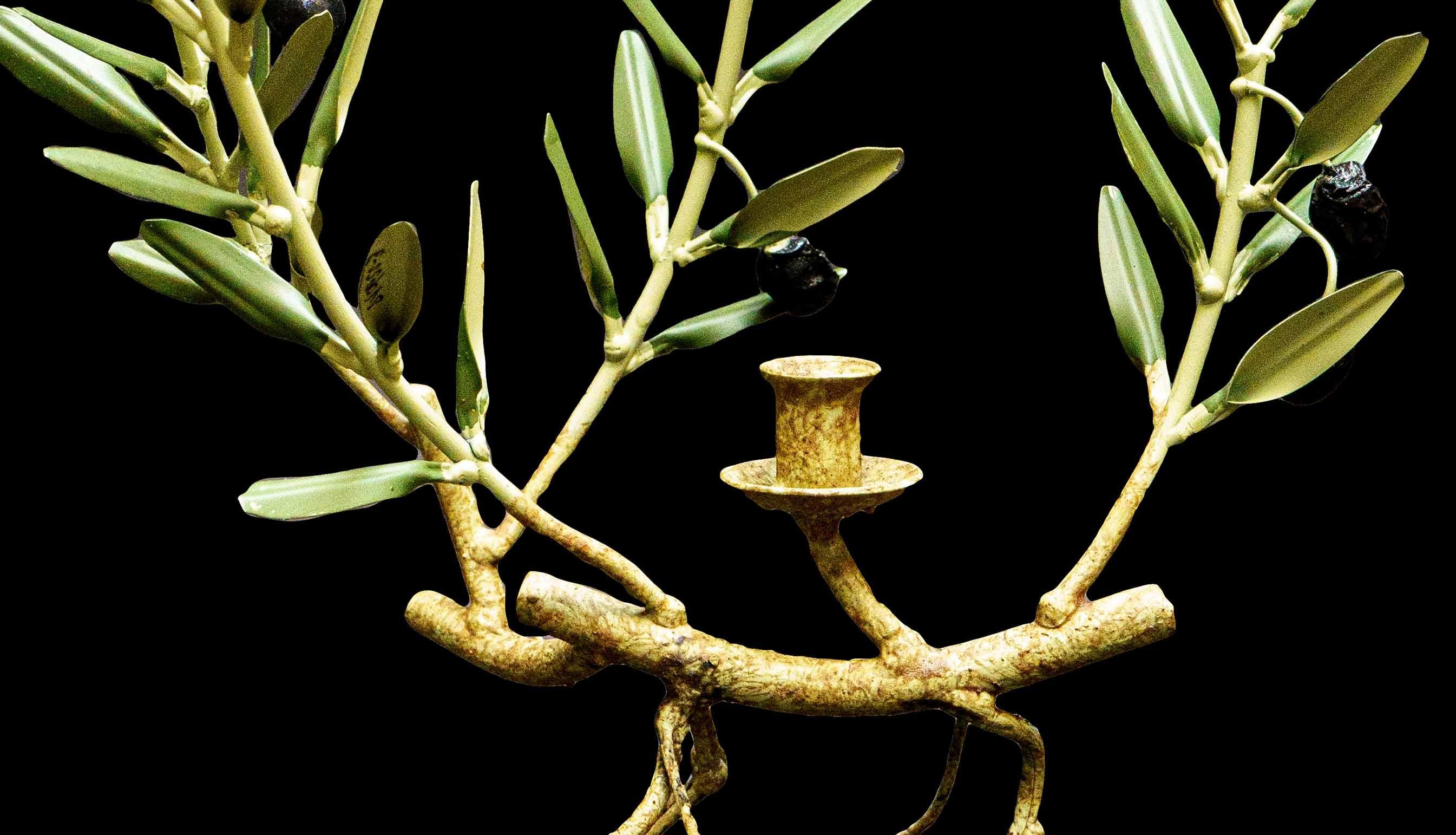 French Handmade Olive Branch with Roots Candle Holder from Provence For Sale