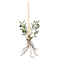 Handmade Olive Branch with Roots Candle Holder from Provence