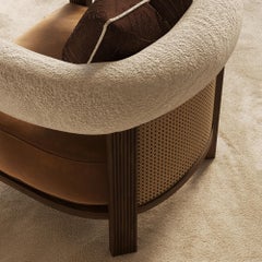 Handmade Olivia Armchair in Rattan & Matte Walnut Frame by Nolita Harbour