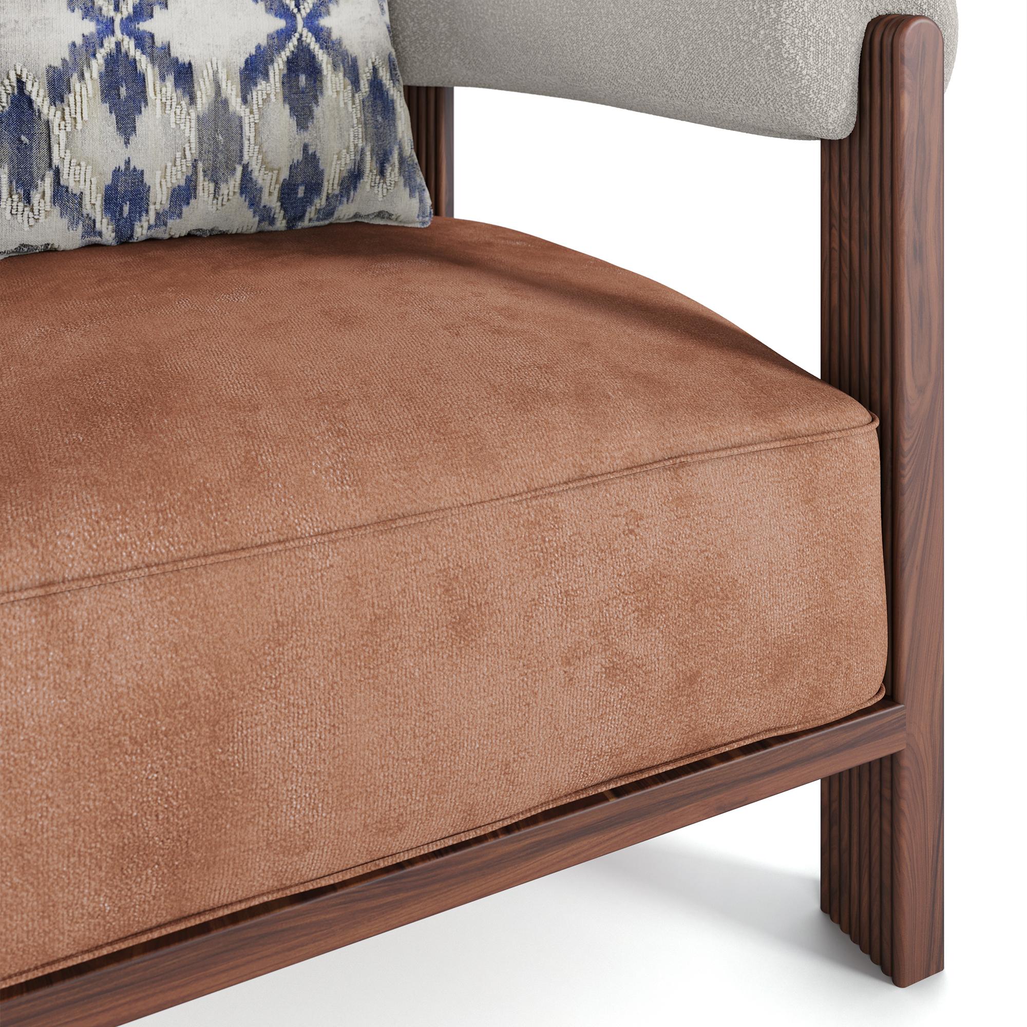 Portuguese Handmade Olivia Armchair in Rattan & Matte Walnut Frame by Nolita Harbour For Sale