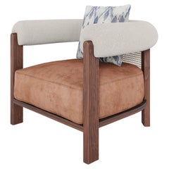 Handmade Olivia Armchair in Rattan & Matte Walnut Frame by Nolita Harbour