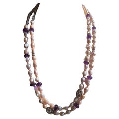 Handmade one of a Kind Pearl Zambian Amethyst and Sterling accents