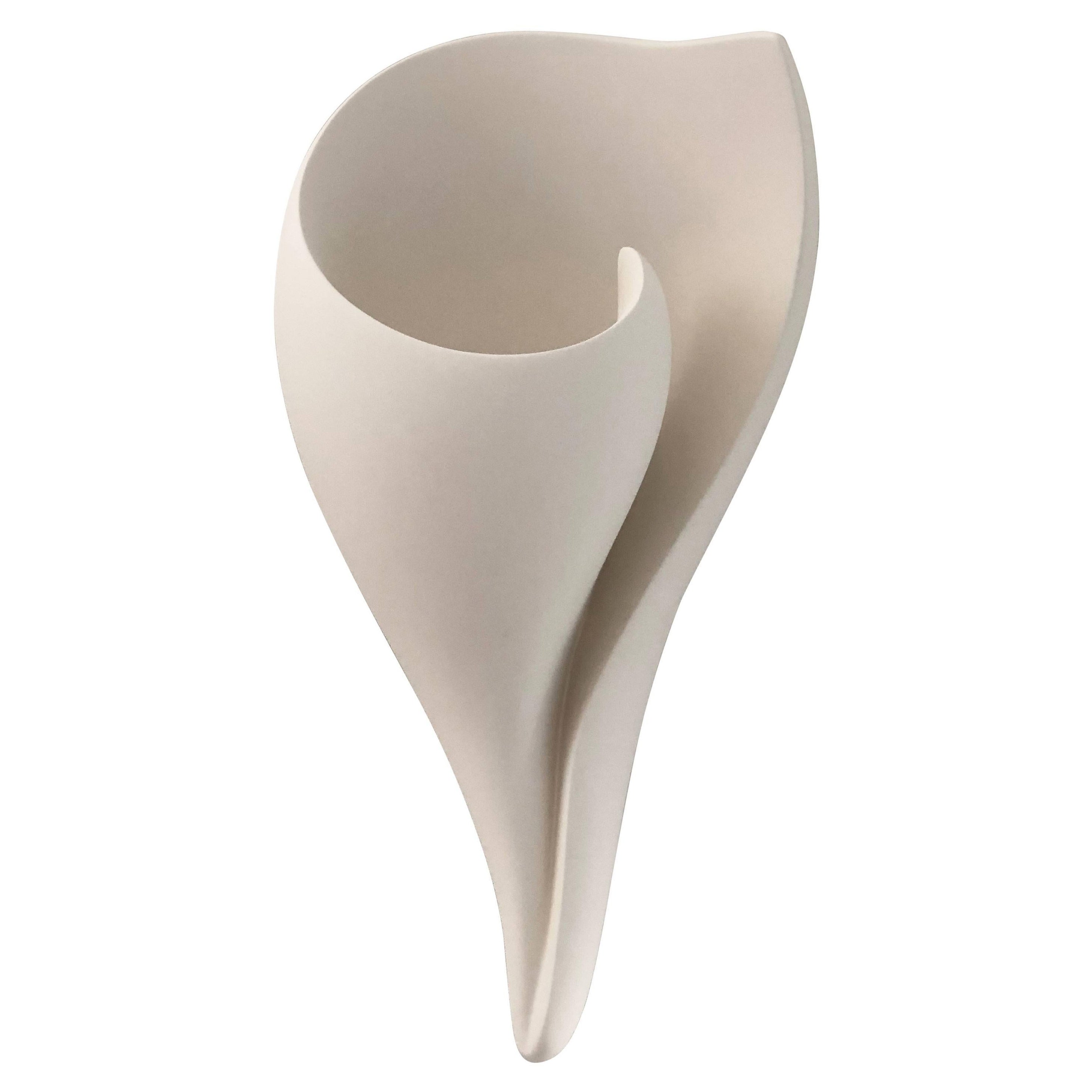 Handmade Organic Modern Monumental Shell Wall Light/Sconce, White Plaster