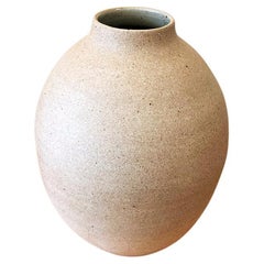 Handmade Organic Modern Textured Beige Ceramic Vase, in Stock