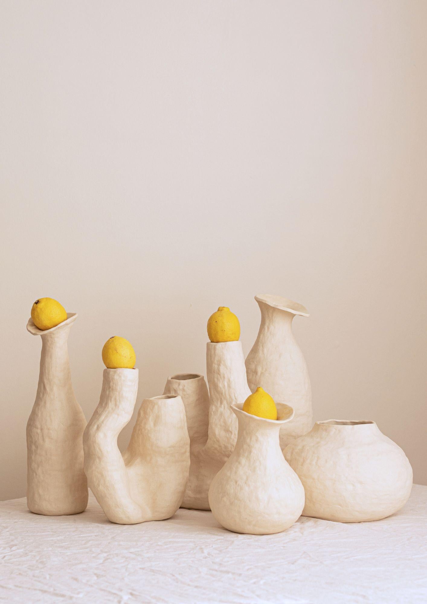 Ceramic handmade organic white ceramic vase  RUPA N.3 For Sale
