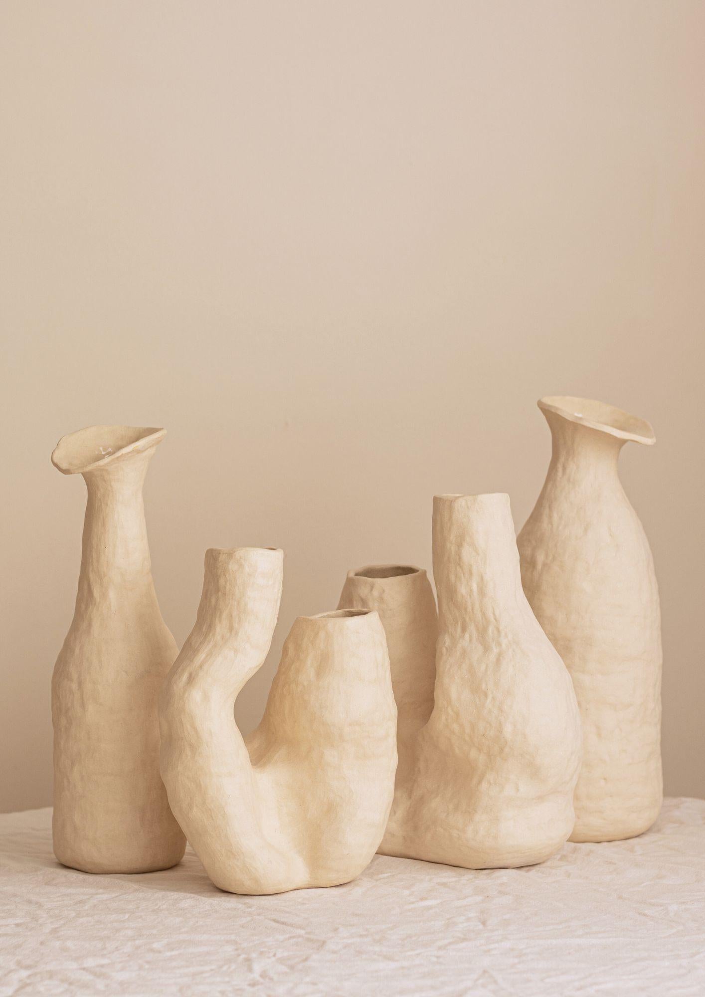 Contemporary handmade organic white ceramic vase  RUPA N.4 For Sale
