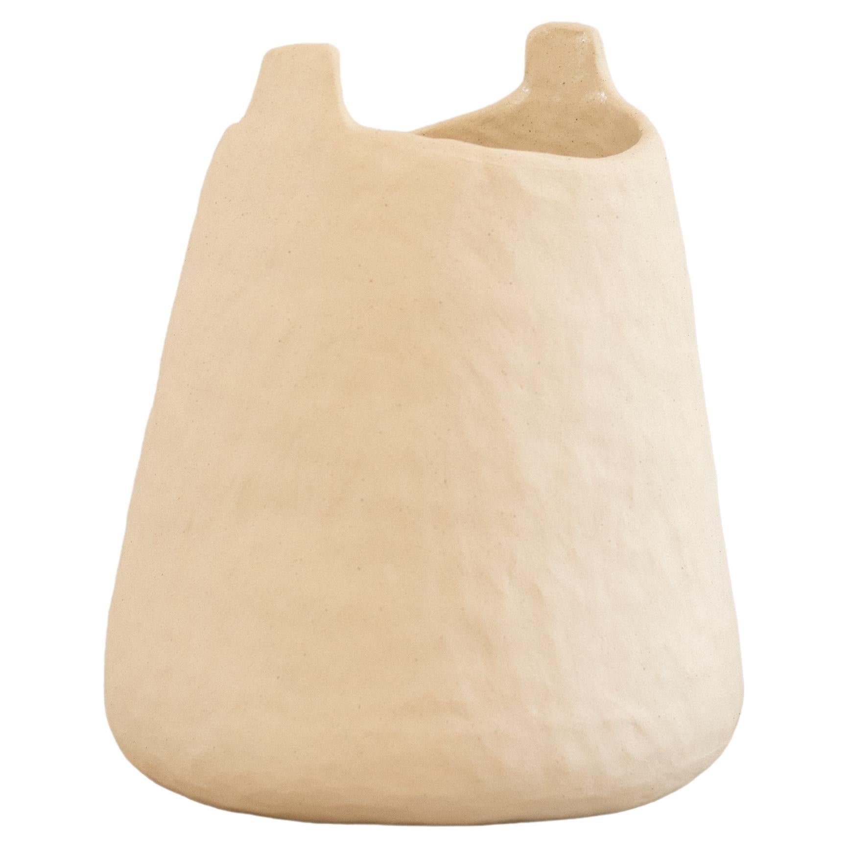 handmade organic white ceramic vase  RUPA N.7 For Sale