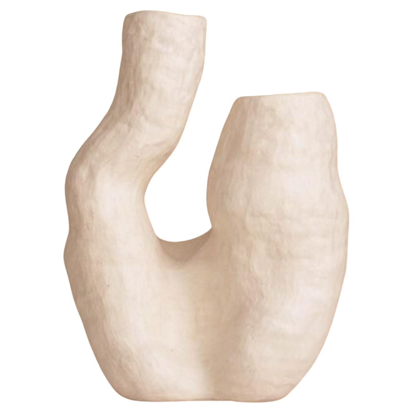 handmade organic white ceramic vase sculpture RUPA n.1 For Sale