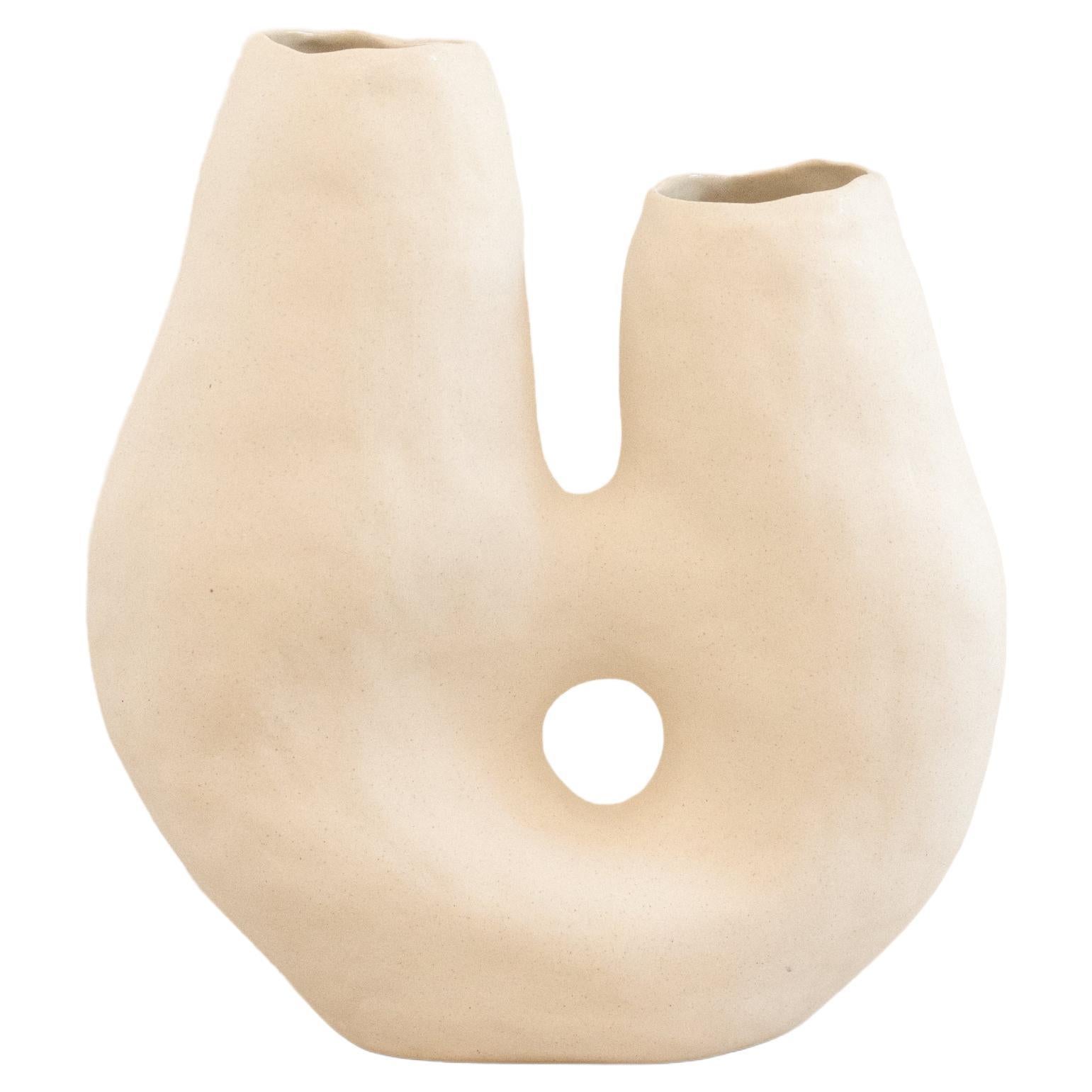 handmade organic white ceramic vase sculpture RUPA n.2  For Sale