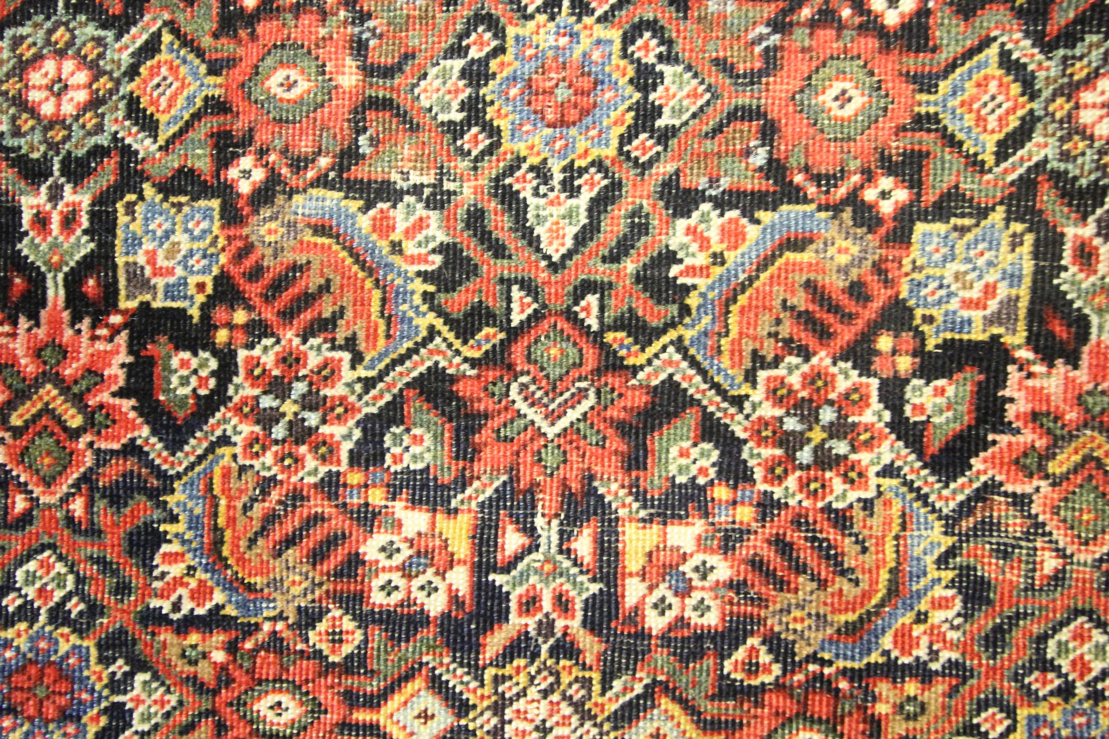 Handgefertigter orientalischer antiker Teppich, orangefarbener Wollteppich (Afghanisch) im Angebot