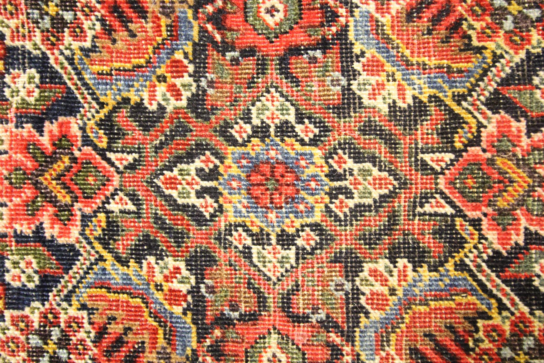 Handmade Oriental Antique Carpet, Orange Wool Area Rug In Excellent Condition For Sale In Hampshire, GB