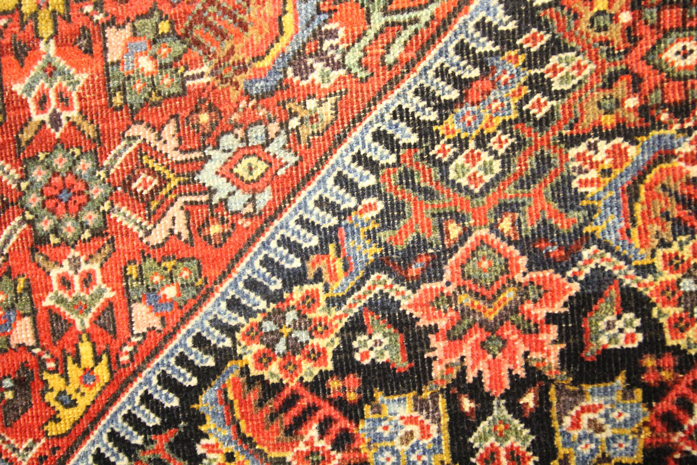 Late 20th Century Handmade Oriental Antique Carpet, Orange Wool Area Rug For Sale