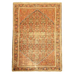 Handmade Oriental Vintage Carpet, Orange Wool Area Rug