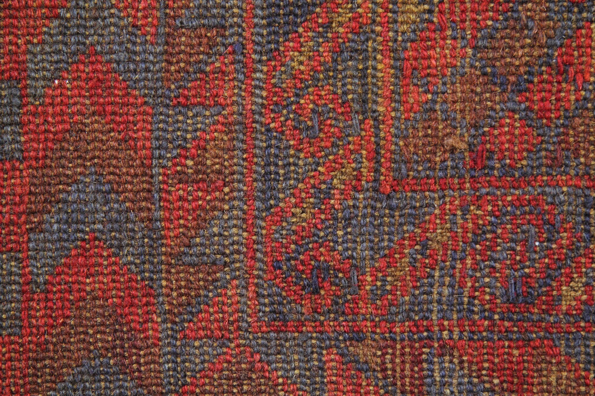 Tribal Handmade Oriental Rug Traditional Deep Red Rugs Square Turkmen Design Carpet