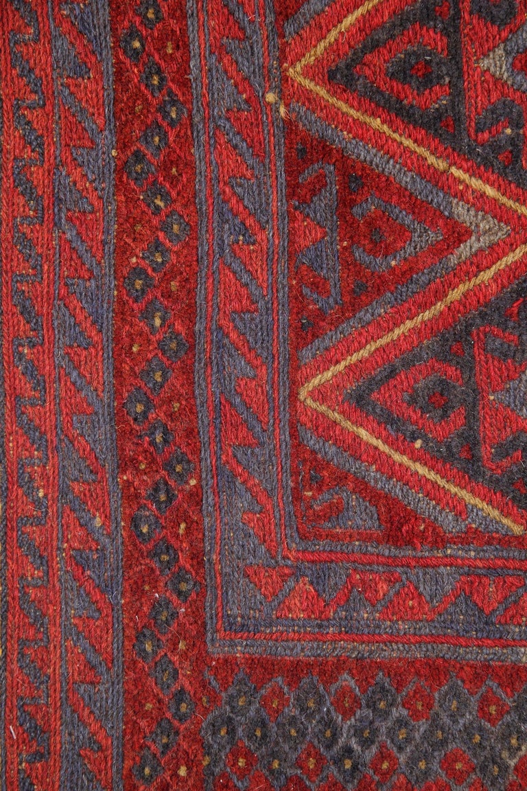 Handmade Carpet Oriental Rug Traditional Deep Red Rugs Square Turkmen Rug For Sale at 1stDibs