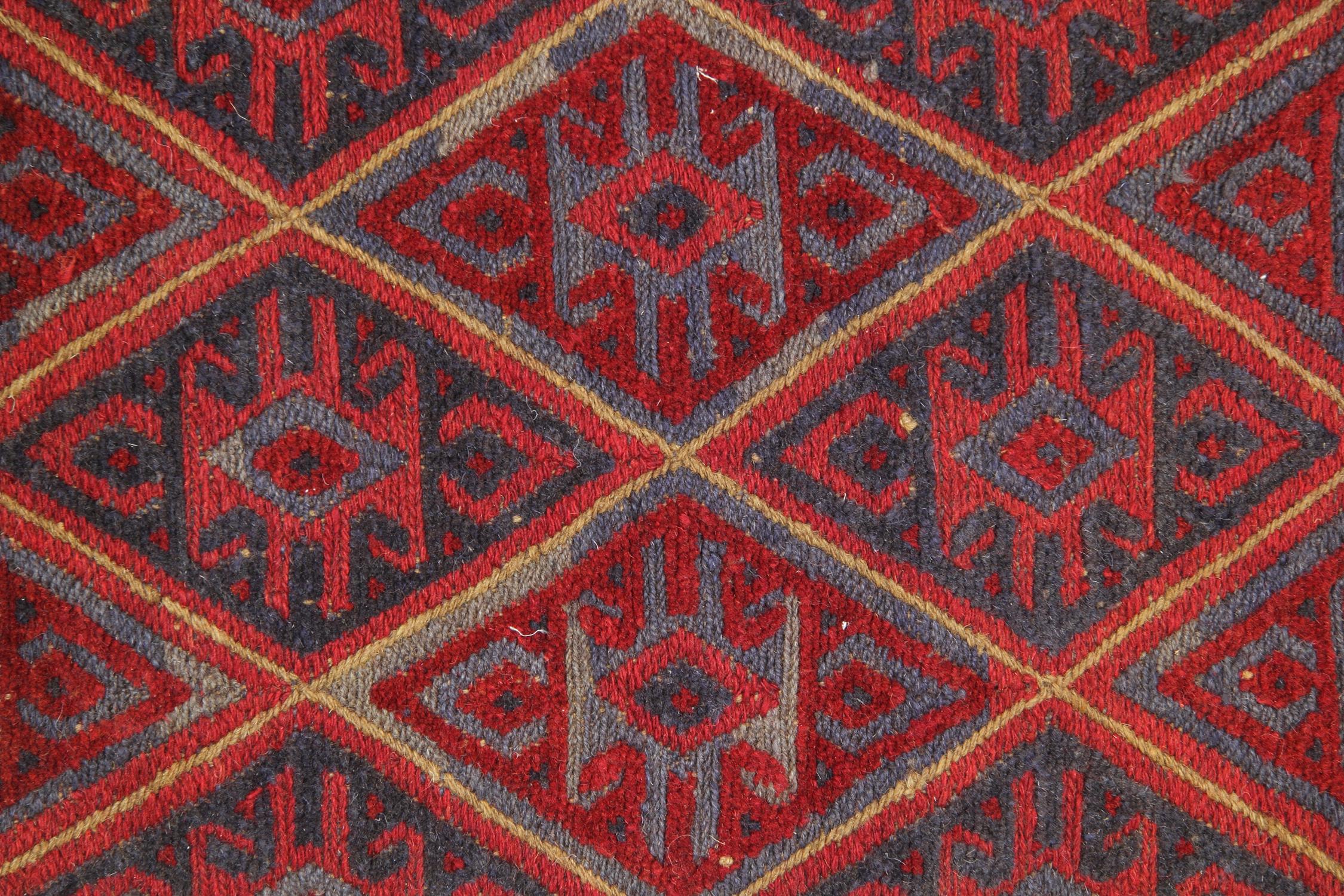 Afghan Handmade Carpet Oriental Rug Traditional Deep Red Rugs Square Turkmen Rug