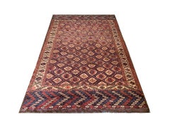 Handmade Oriental Turkmen Antique Carpet Wool Brown Cream Area Rug