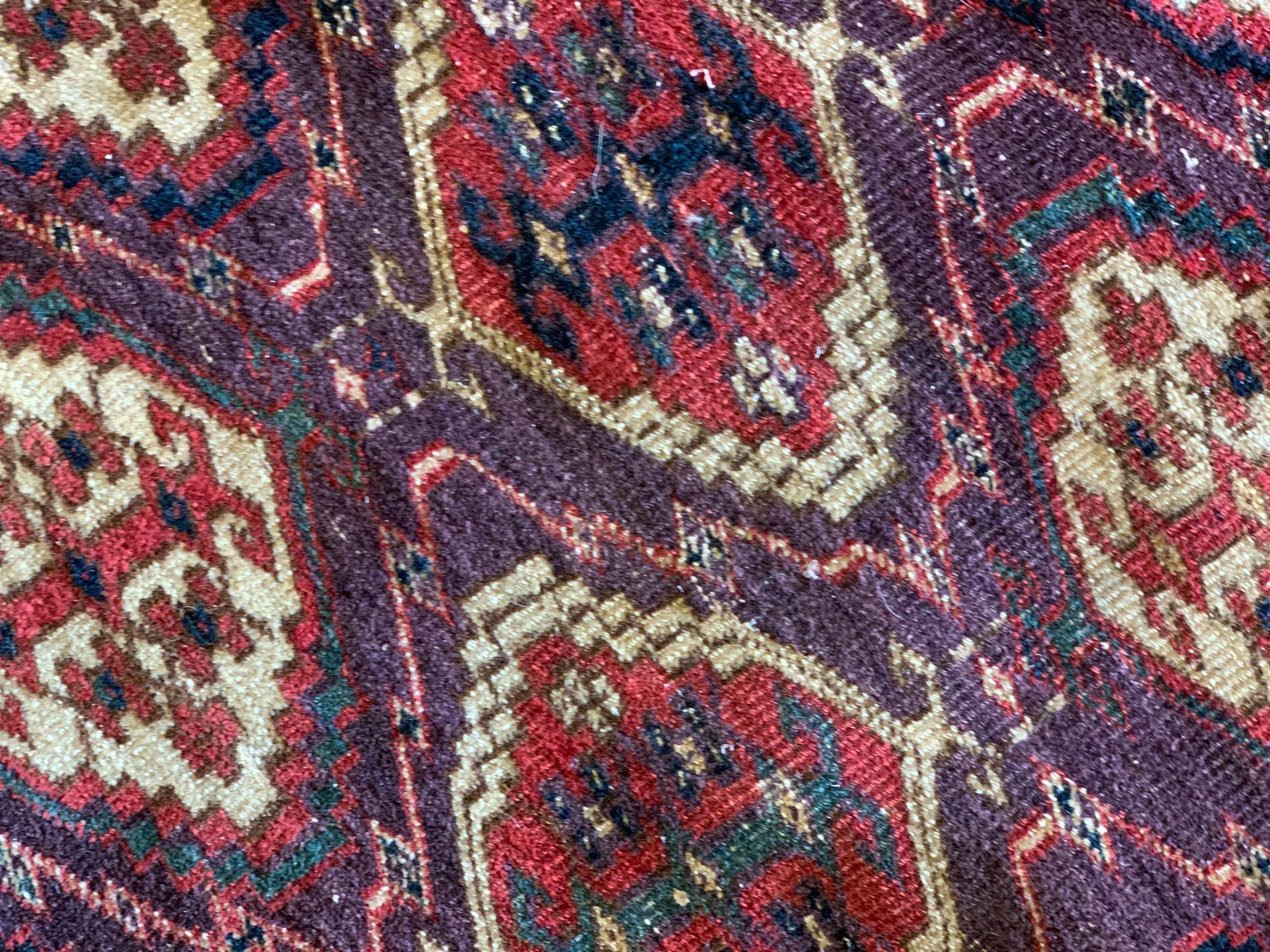 Late 19th Century Handmade Oriental Turkmen Antique Carpet Wool Brown Cream Area Rug For Sale