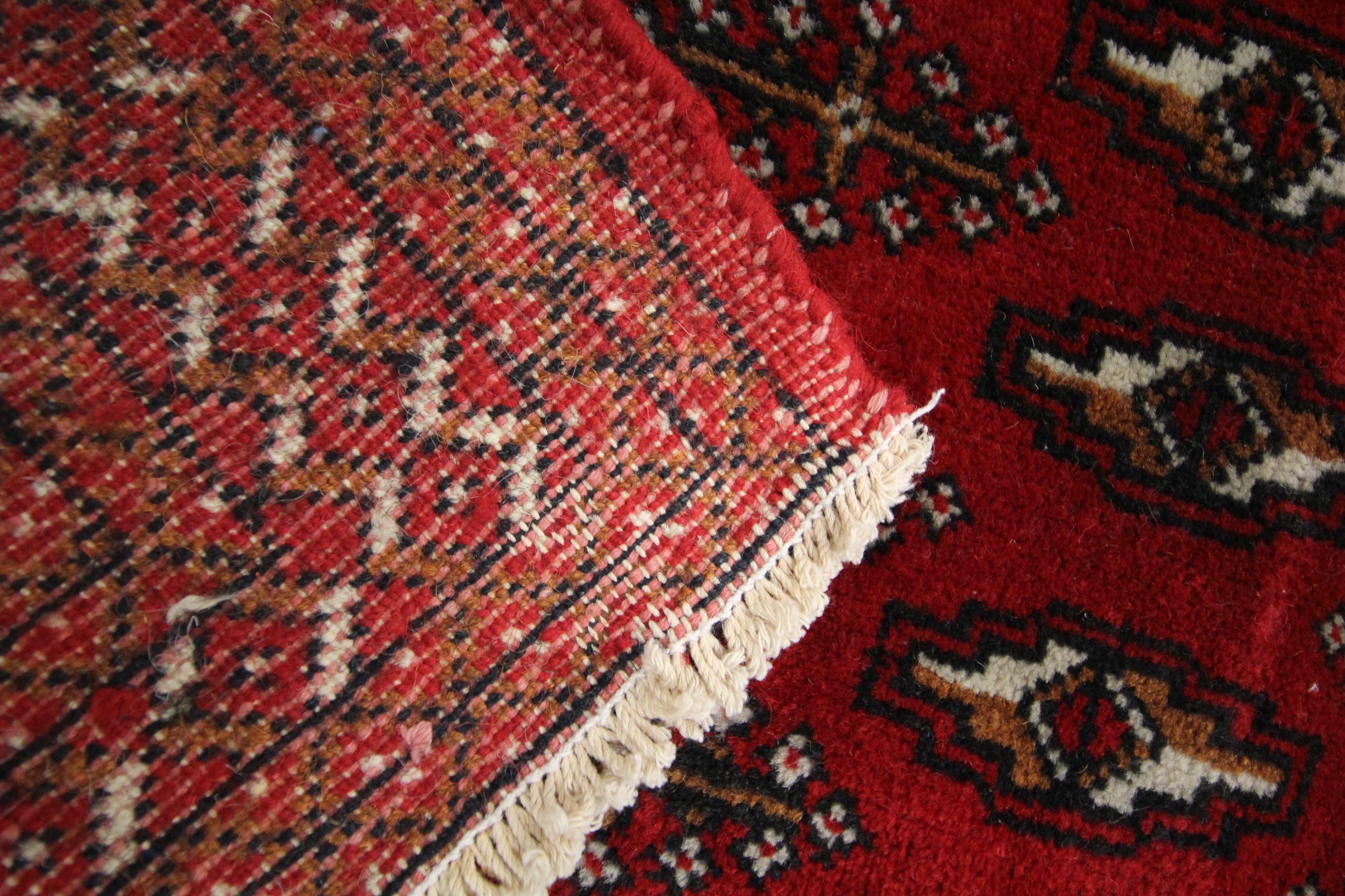 Mid-20th Century Wool Area Rug Traditional Red Afghan Poshti Small Rug Handmade Oriental For Sale