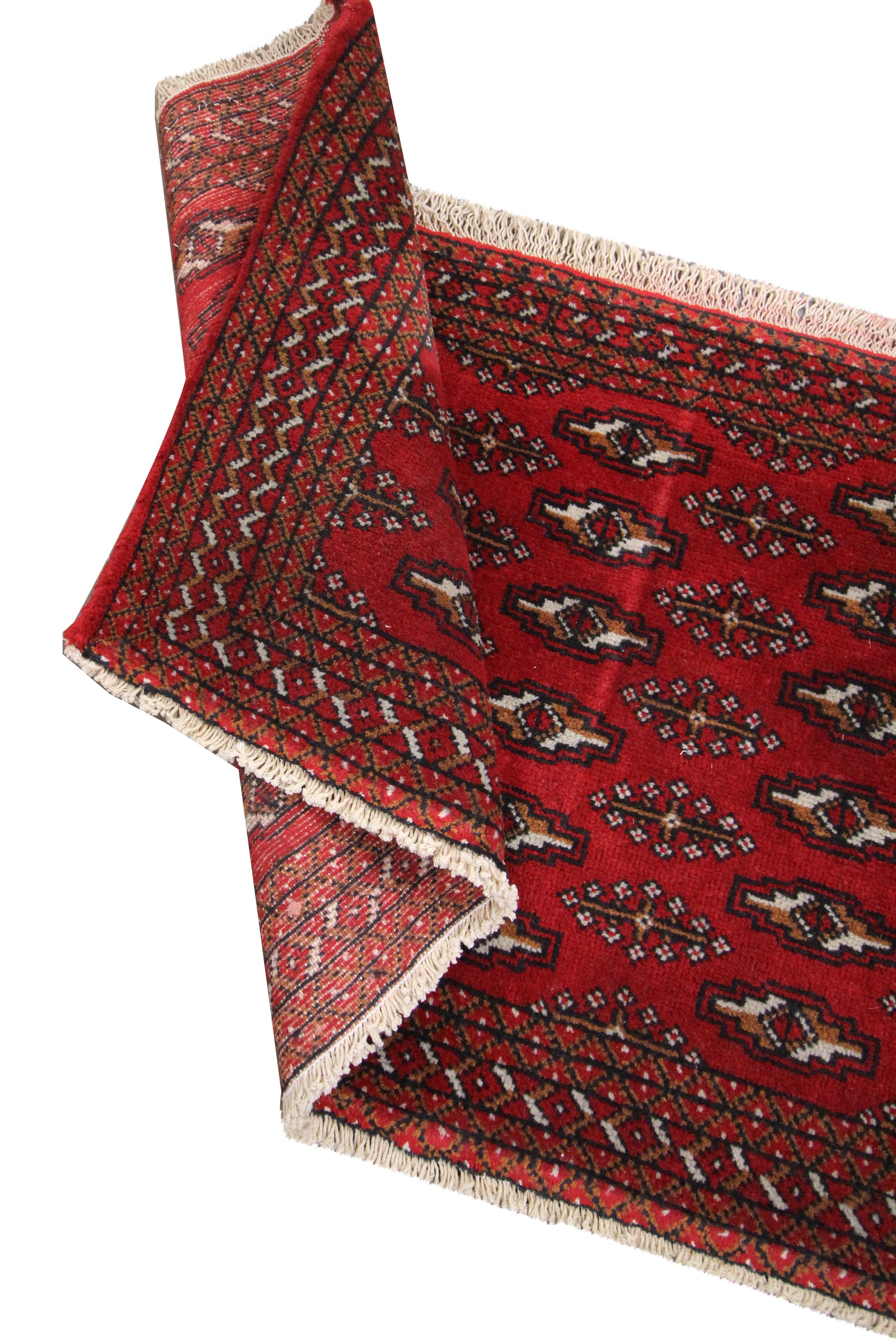 Wool Area Rug Traditional Red Afghan Poshti Small Rug Handmade Oriental For Sale 1