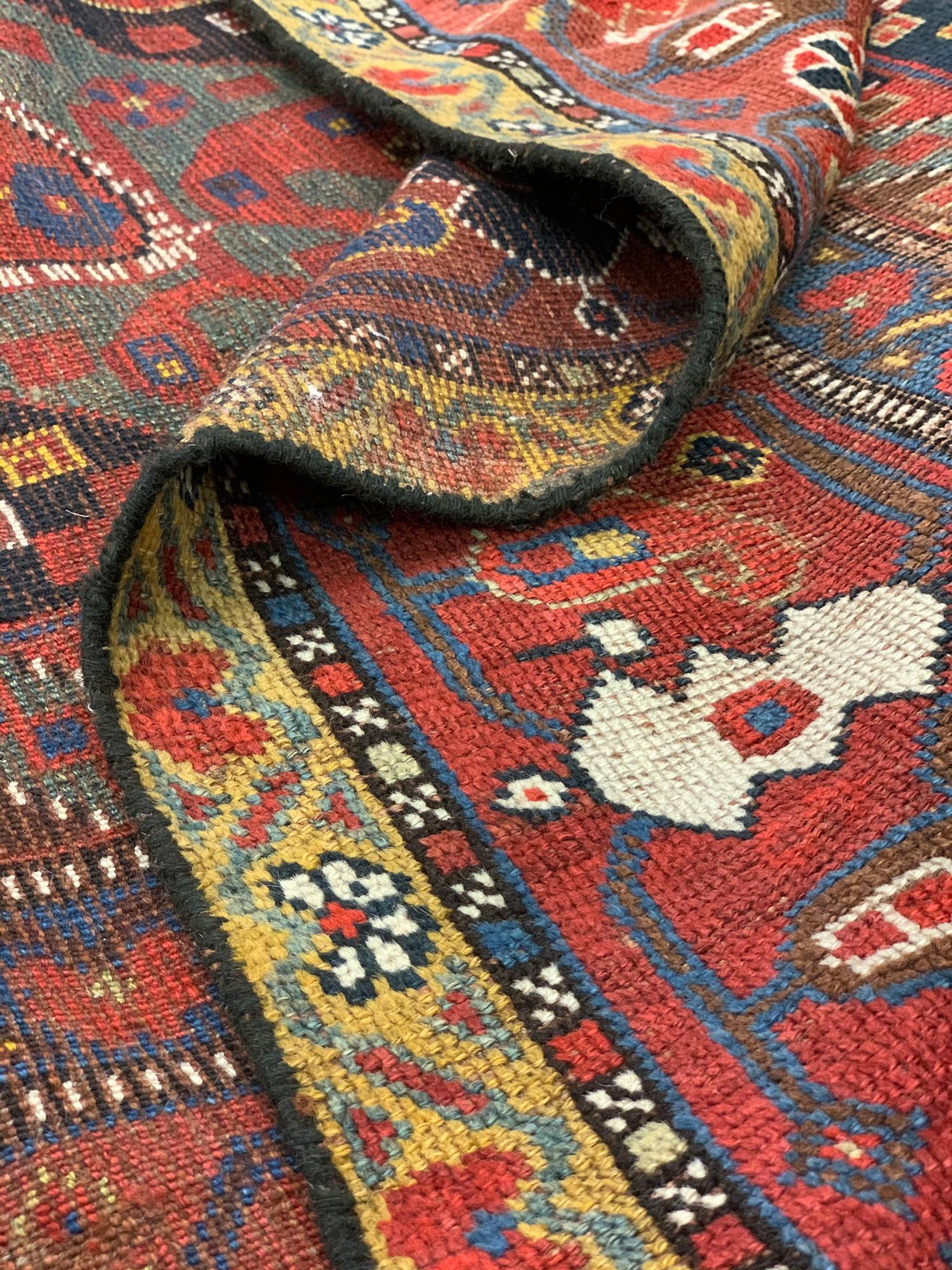 Azerbaïdjanais Tapis en laine orientale fait à la main Tapis traditionnel à motif cachemire rouille en vente