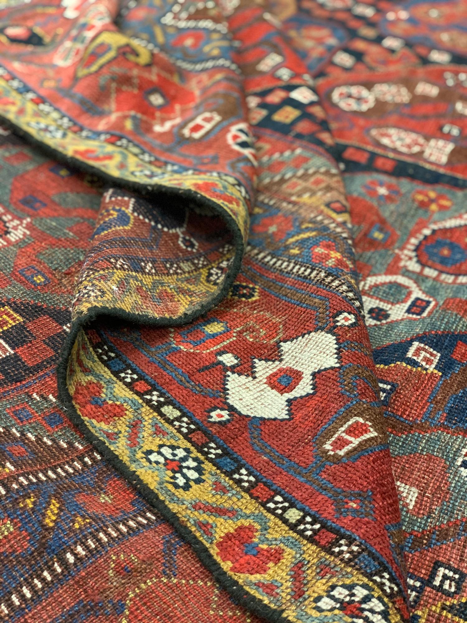 Handgefertigter orientalischer Teppich aus Wolle, traditioneller rostfarbener Paisley-Teppich (Pflanzlich gefärbt) im Angebot