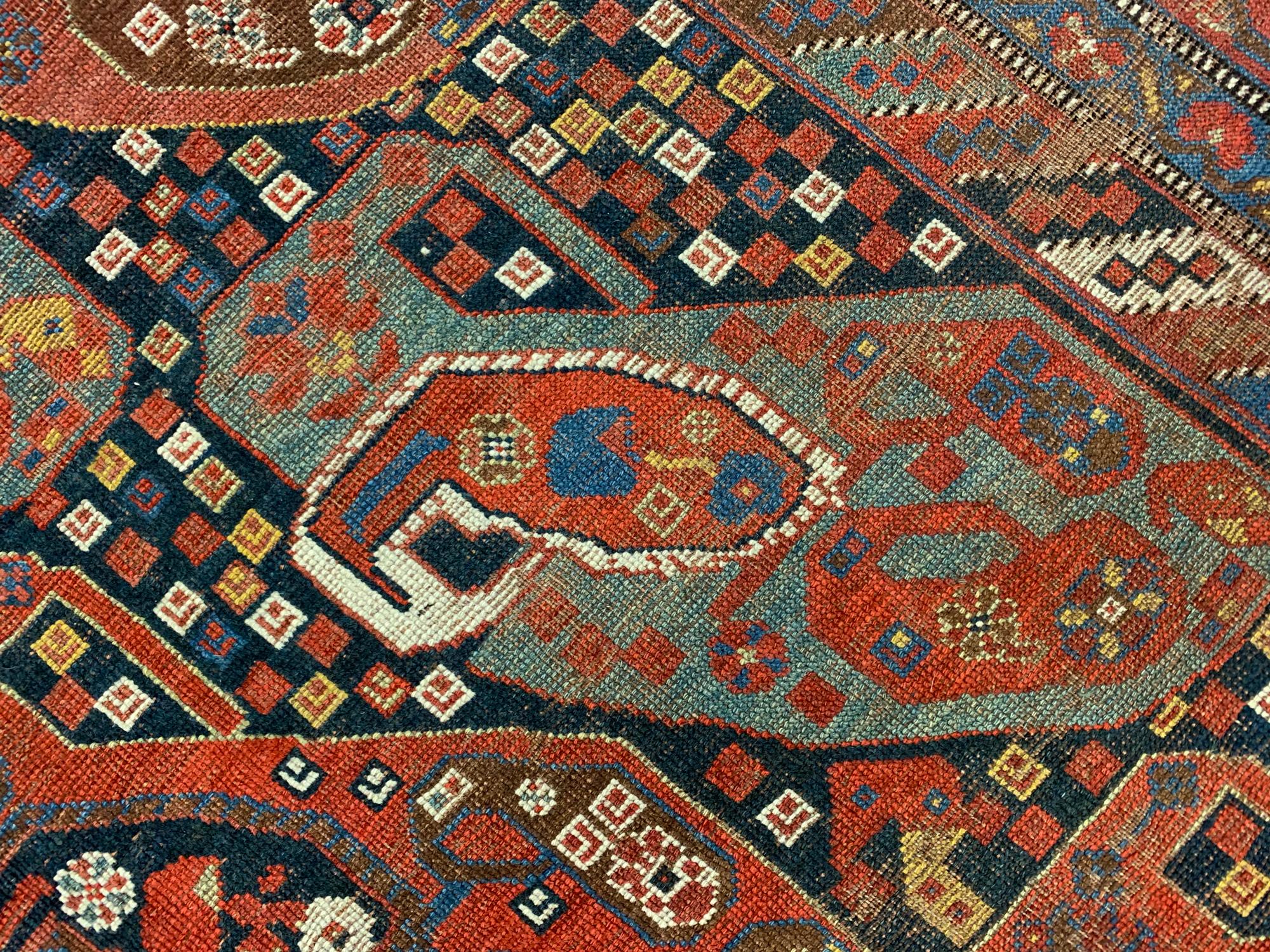 Handgefertigter orientalischer Teppich aus Wolle, traditioneller rostfarbener Paisley-Teppich (Spätes 19. Jahrhundert) im Angebot