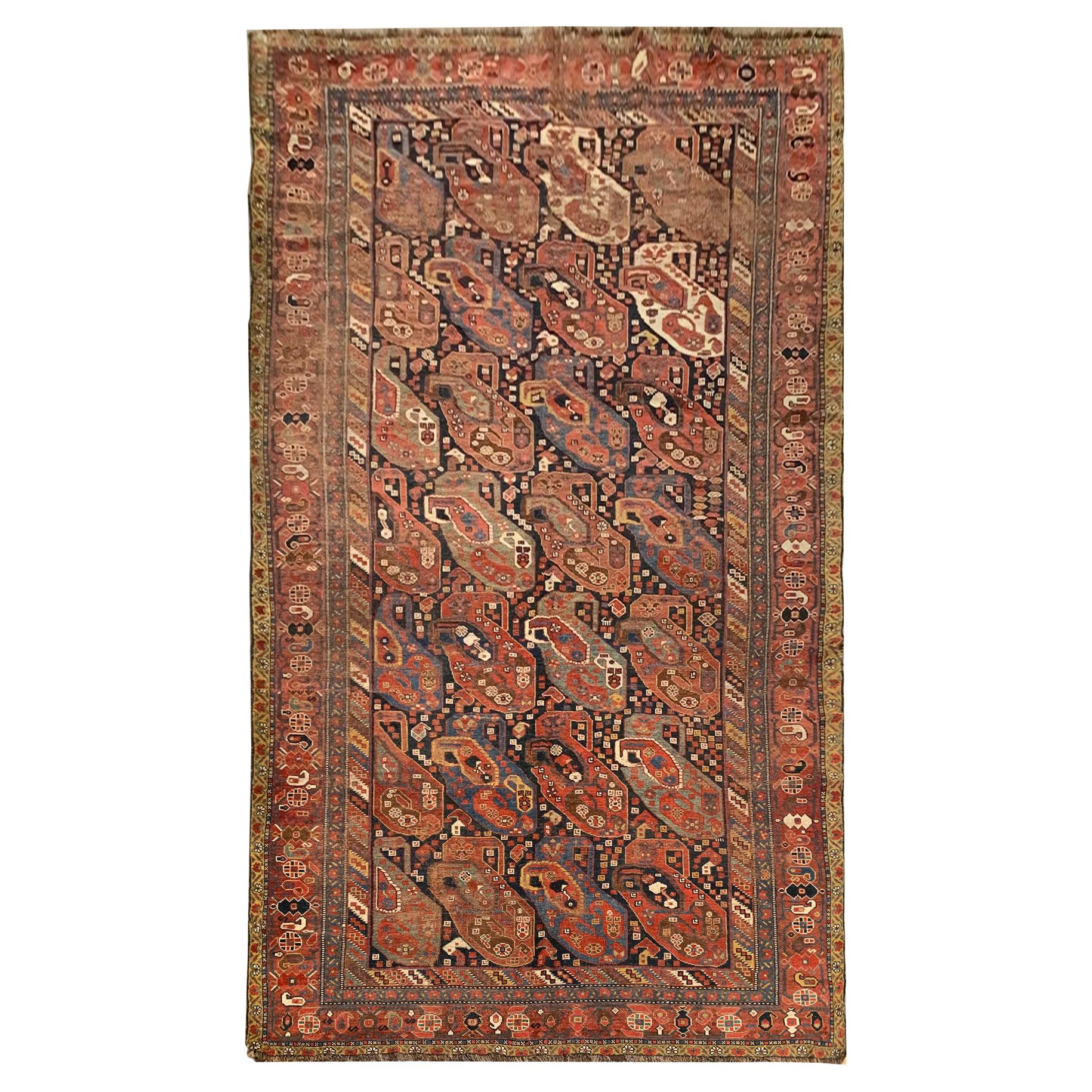 Handmade Oriental Wool Carpet Rug Traditional Rust Paisley Rug